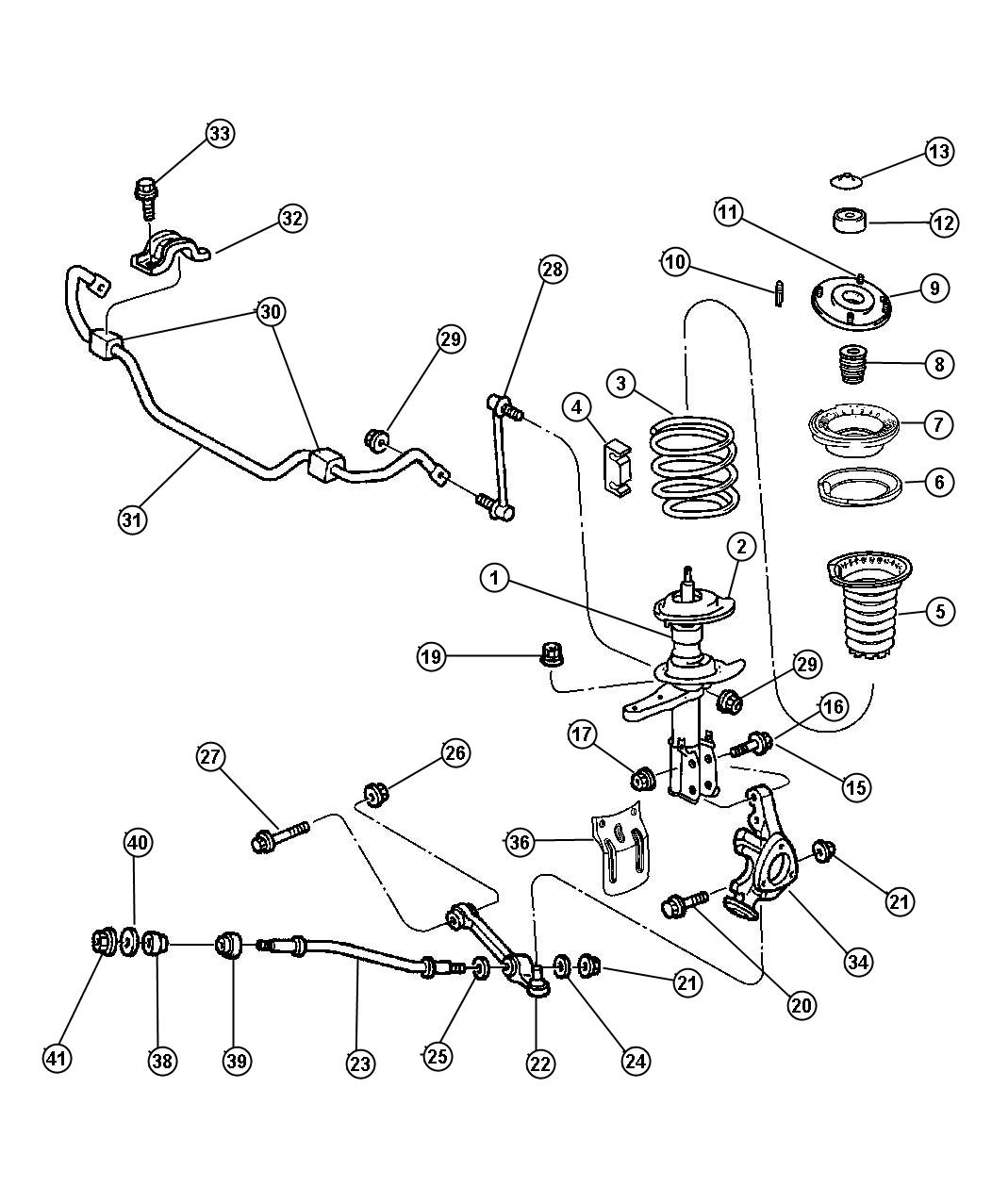 Diagram Suspension, Front. for your Dodge Intrepid  