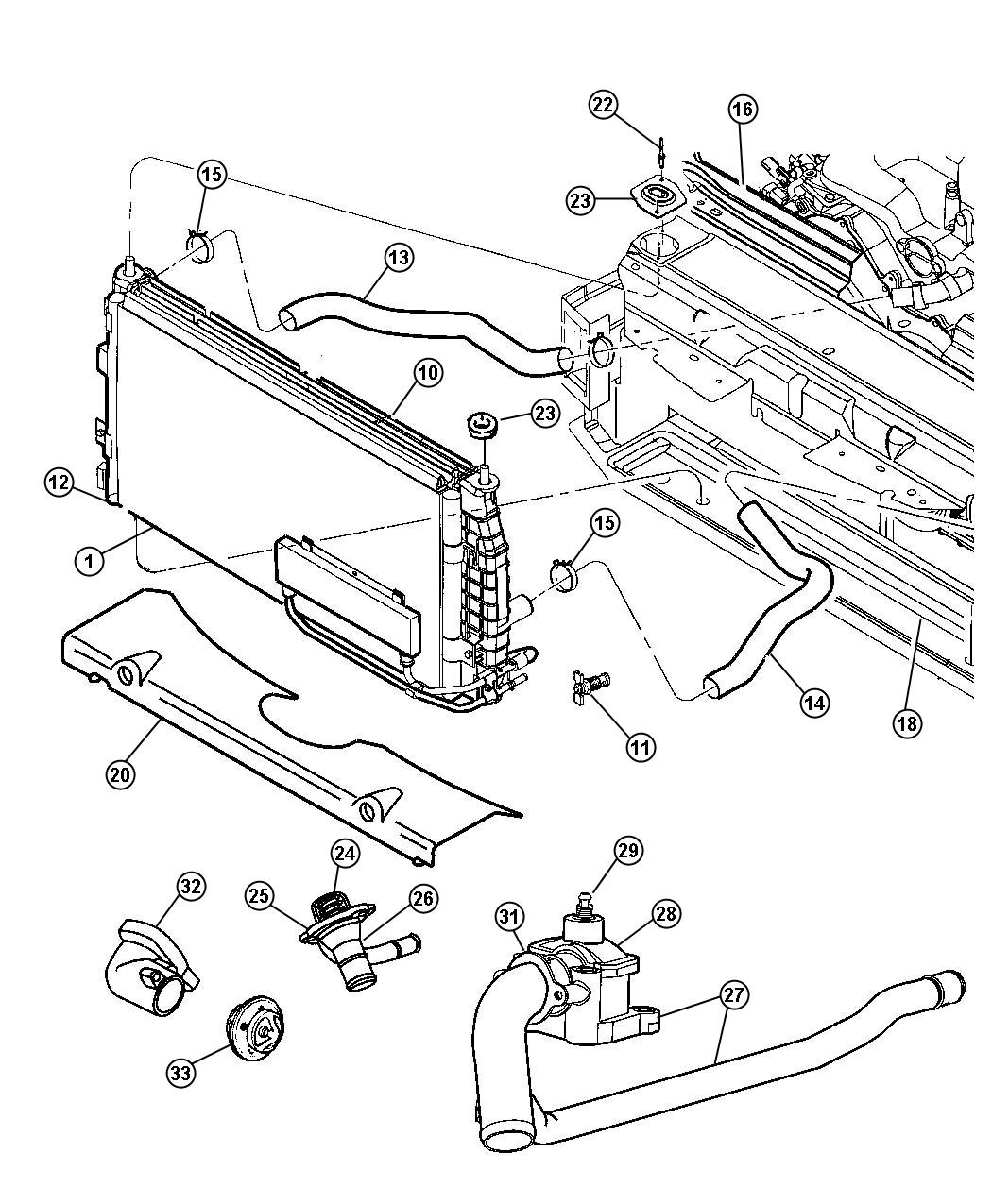 Diagram Radiator and Related Parts. for your 1999 Chrysler 300  M 