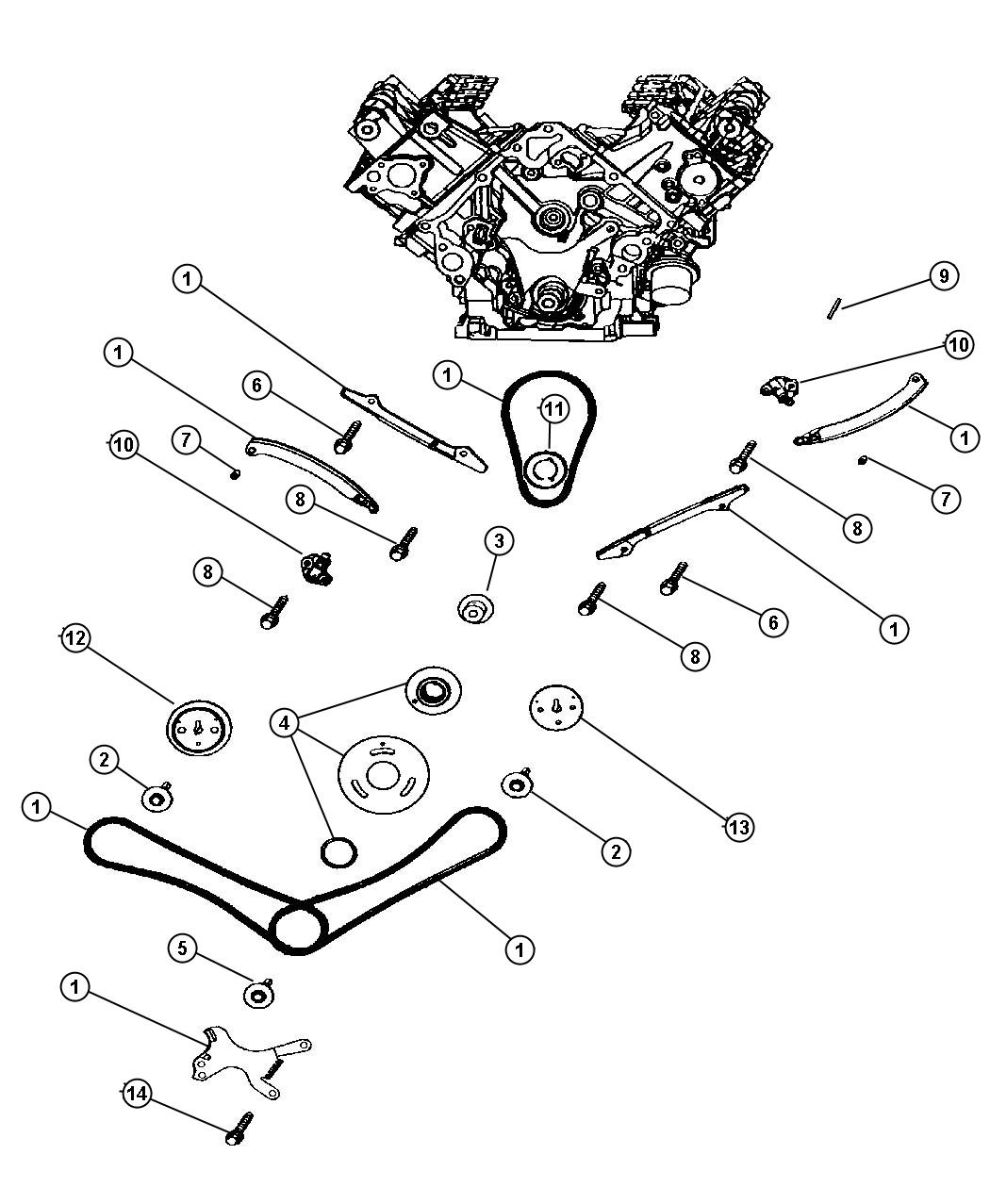 Diagram Timing Chain And Guides, 4.7L [Engine- 4.7L V8 MPI]. for your Dodge