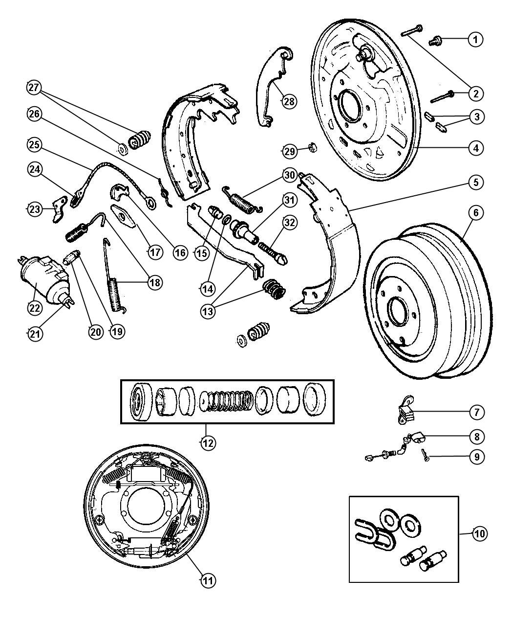 Diagram Rear Drum Brakes. for your Jeep Wrangler  