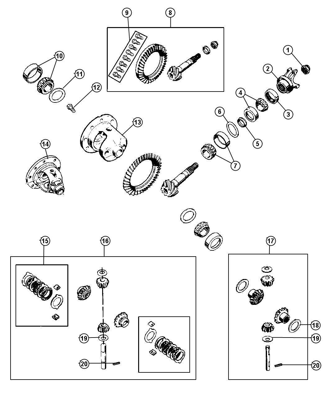 Diagram Differential,With and Without Trac-Lok [Trac-Lok Differential Rear Axle] Dana 35/194MM [Dana M35/194MM Rear Axle]. for your Jeep Wrangler  