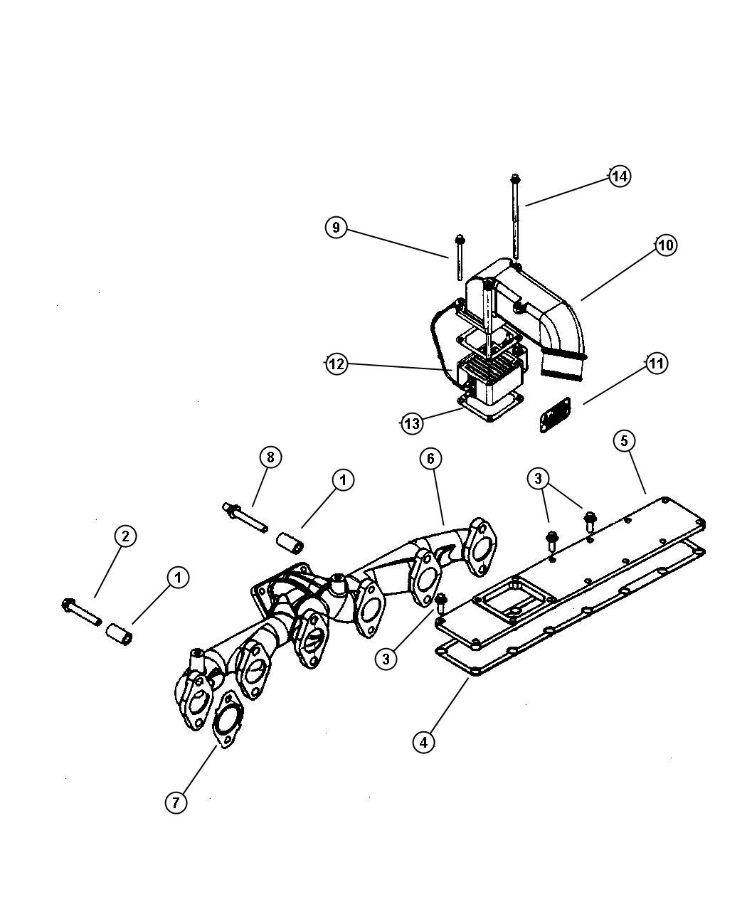 Diagram Manifold, Intake and Exhaust [5.9L I6 CUMMINS 24V DIESEL ENGINE]. for your Dodge