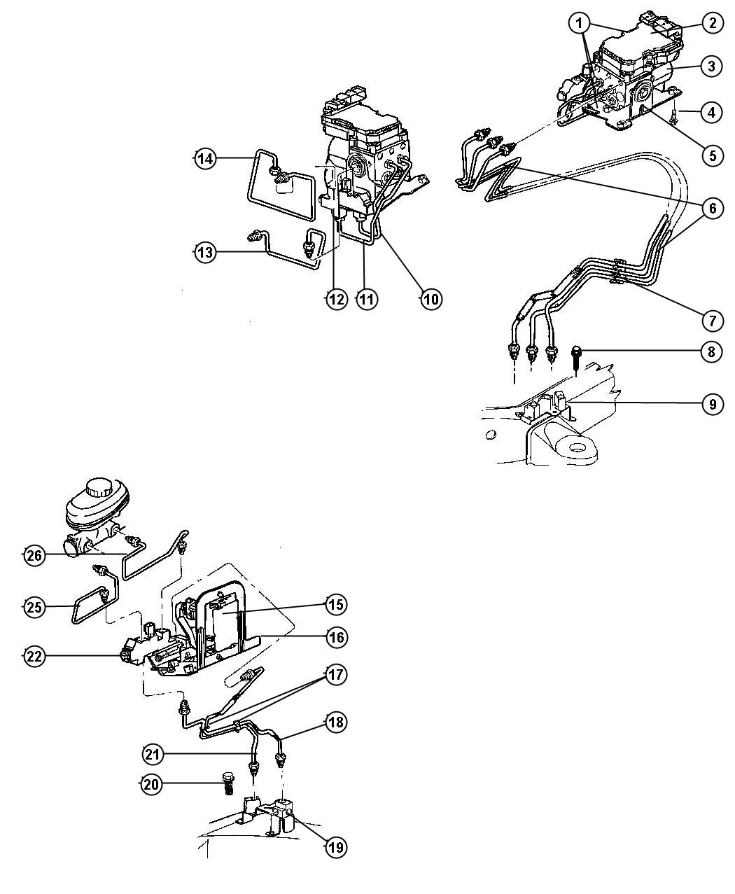 Diagram Lines,Brake,From EHCU or RWAL II to Frame-AN 1,AN 5. for your Dodge Dakota  