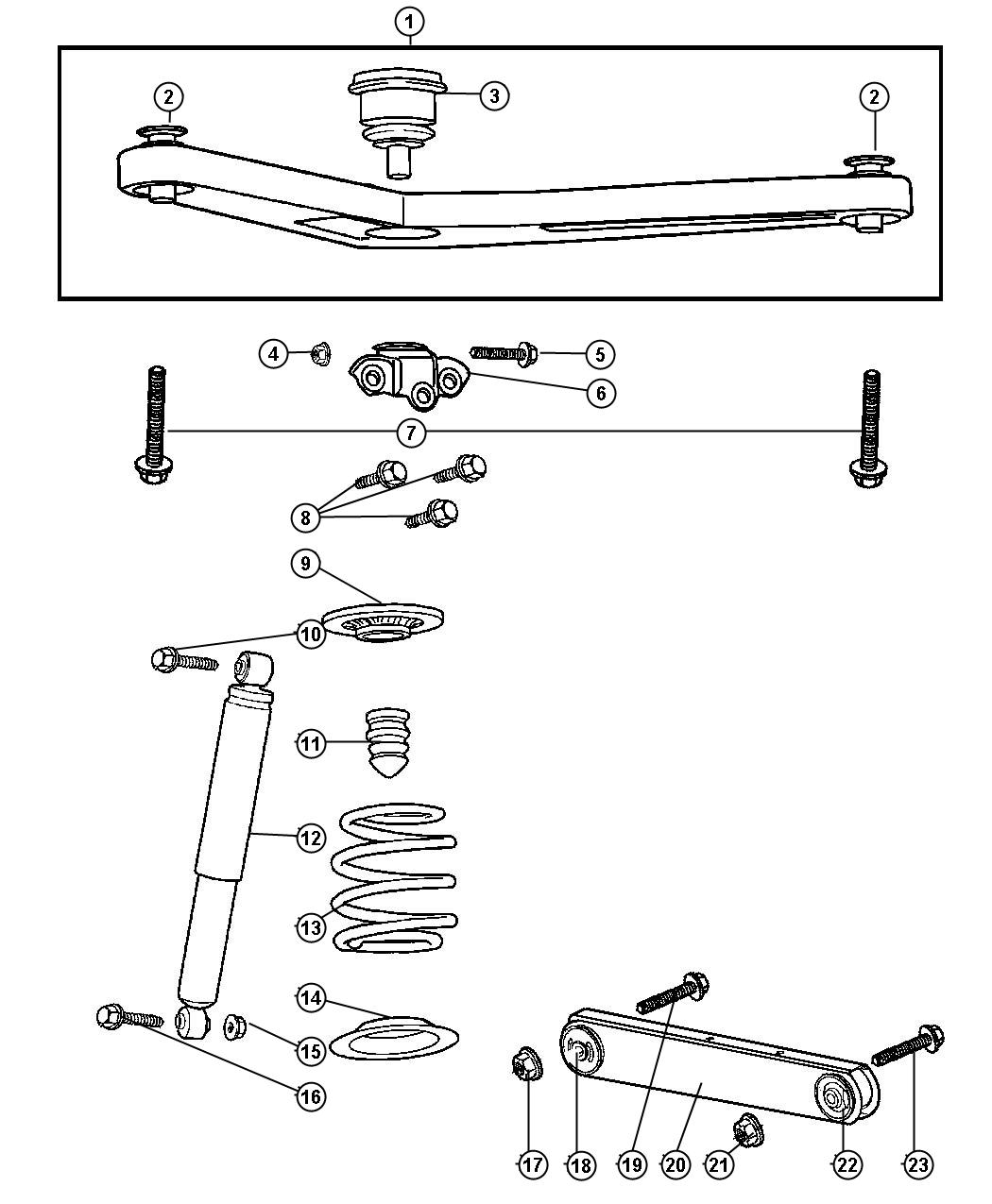 Diagram Suspension,Rear and Shocks. for your 2008 Dodge Grand Caravan   