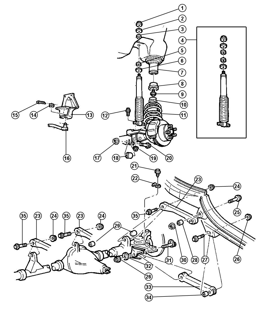 Diagram Suspension, Front Spring with Control Arms and Track Bar. for your Jeep Wrangler  