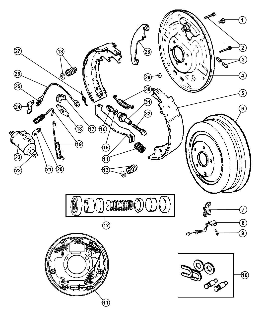 Diagram Rear Drum Brakes. for your Jeep Wrangler  