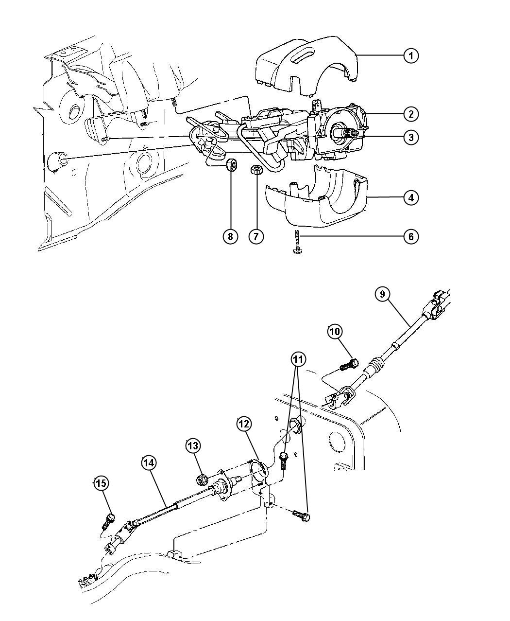 Diagram Column, Steering Upper and Lower. for your Jeep Wrangler  