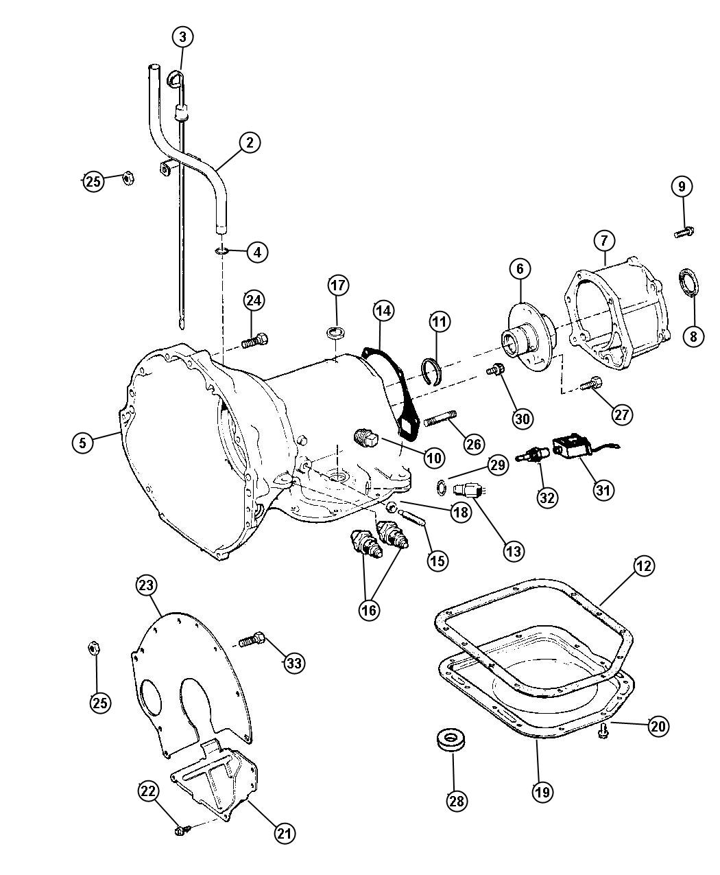 Diagram Case and Related Parts 32RH (DGG). for your Jeep