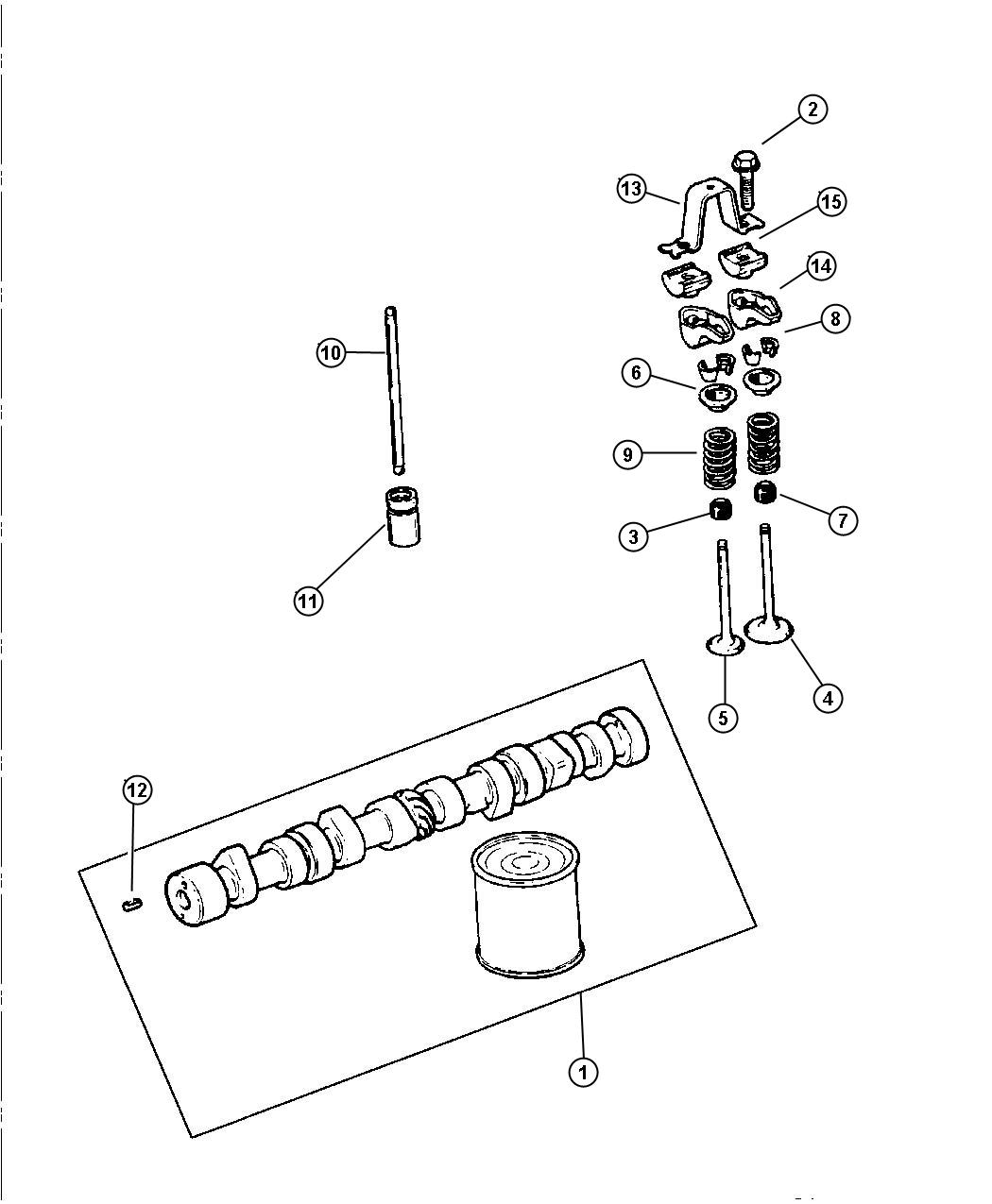 Diagram Camshaft and Valves, 2.5 (EPE). for your 2000 Chrysler 300  M 