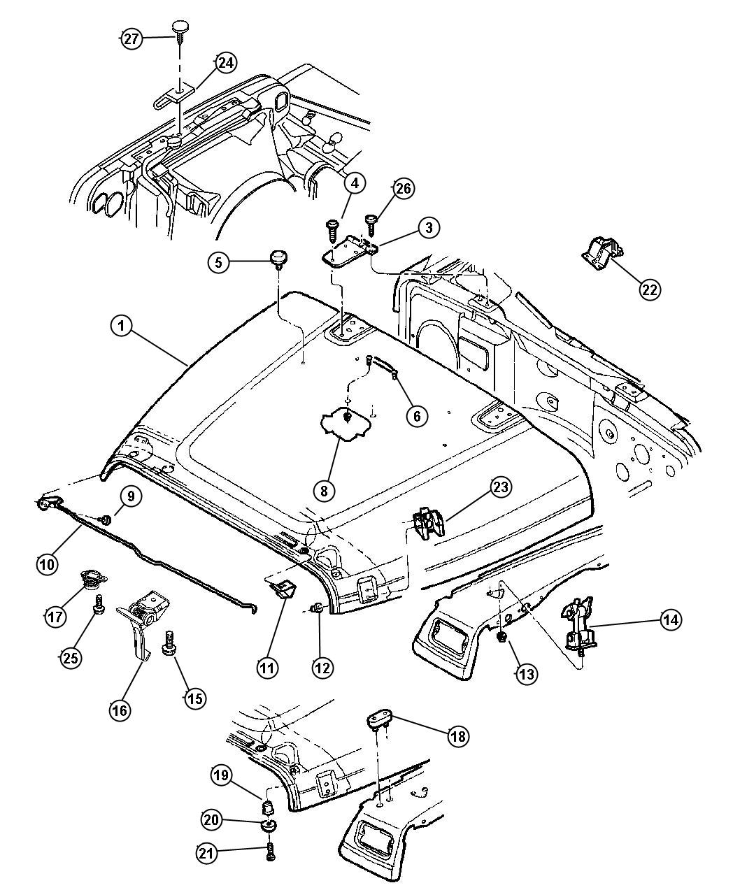 Diagram Hood, Lock, Catches. for your Jeep Wrangler  