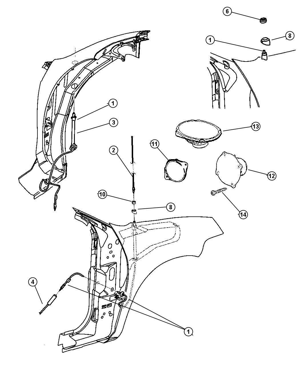 Diagram Antenna - Speakers. for your Dodge