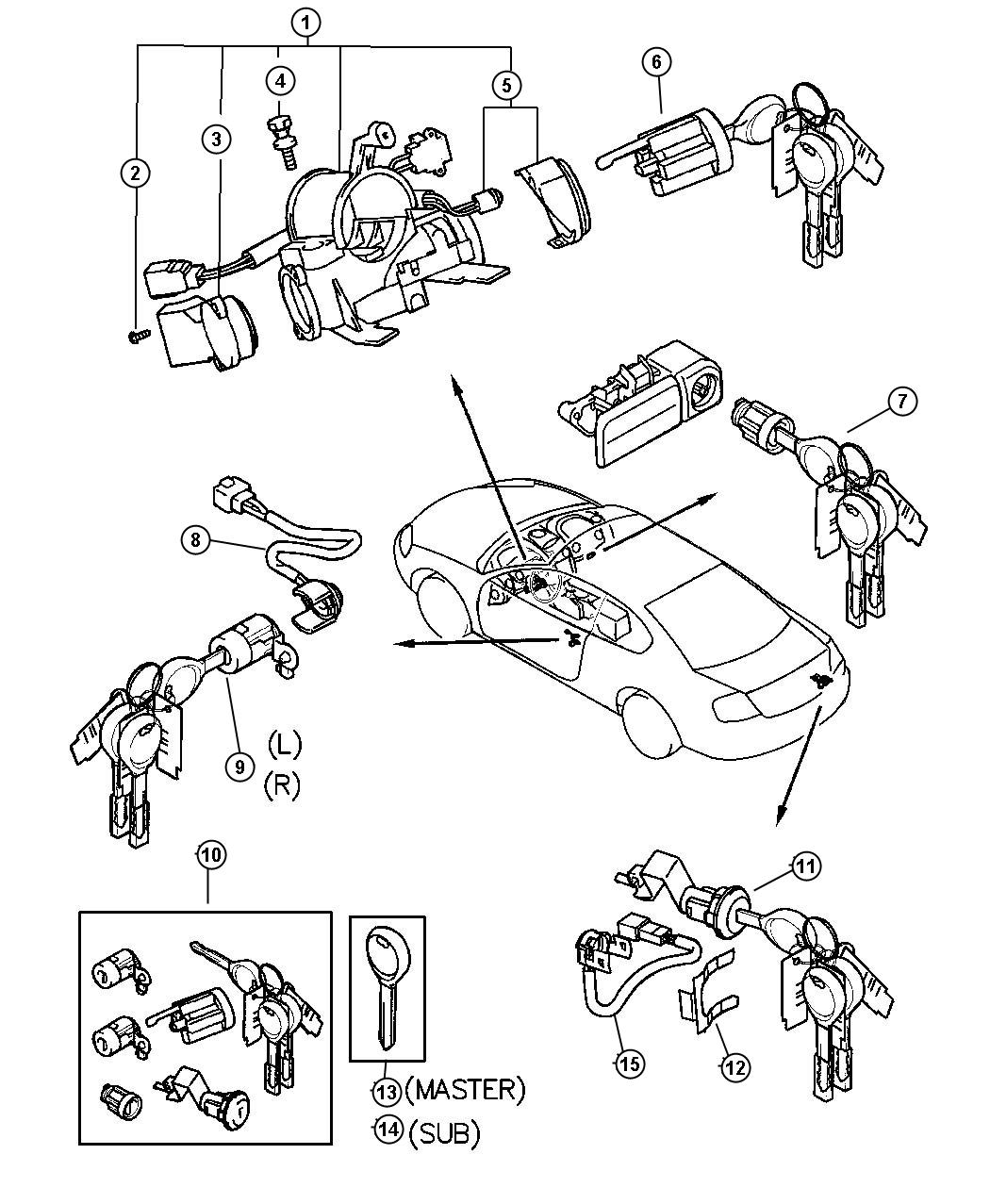 Lock Cylinder and Keys. Diagram