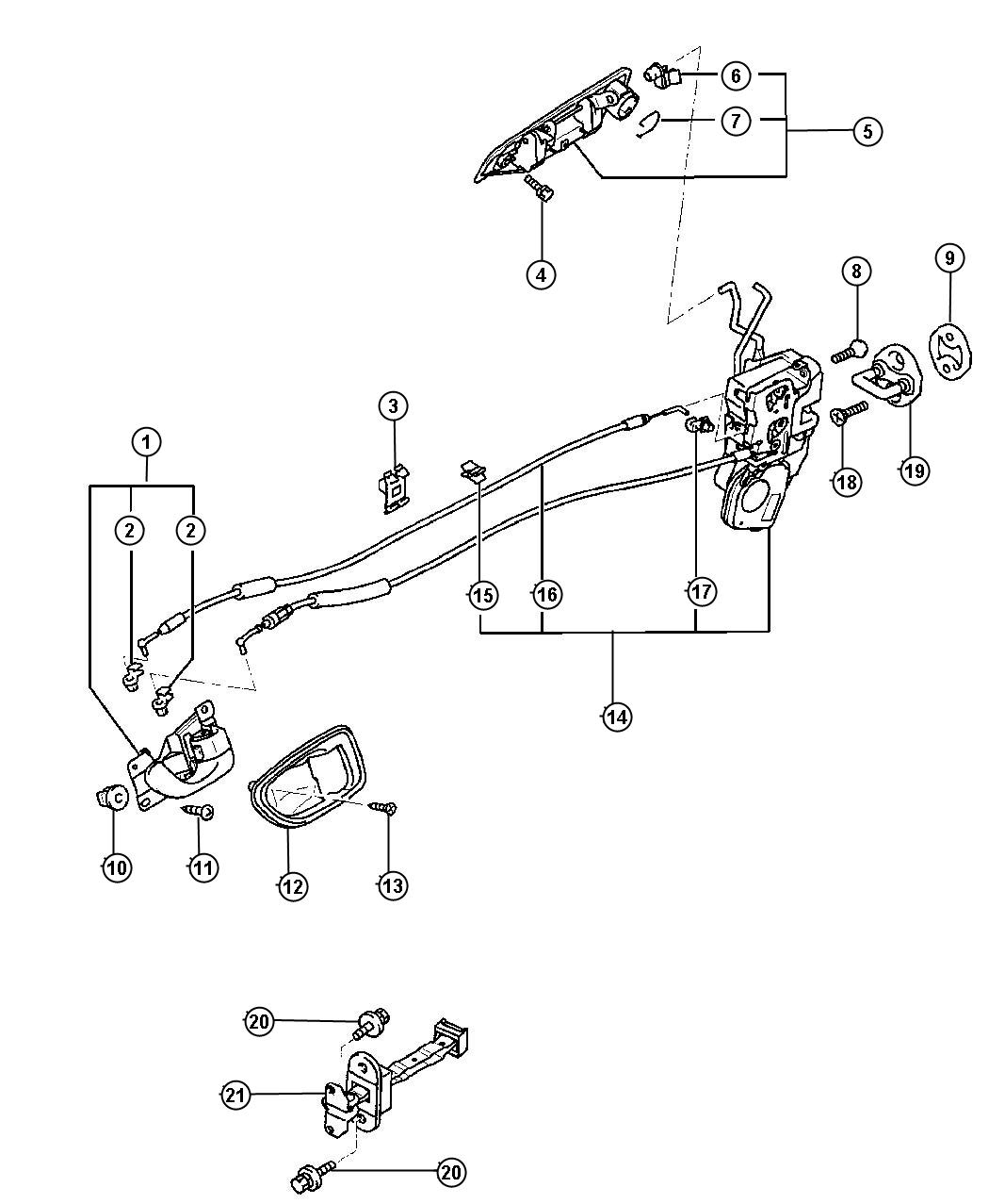 Door, Front, Handles and Links. Diagram