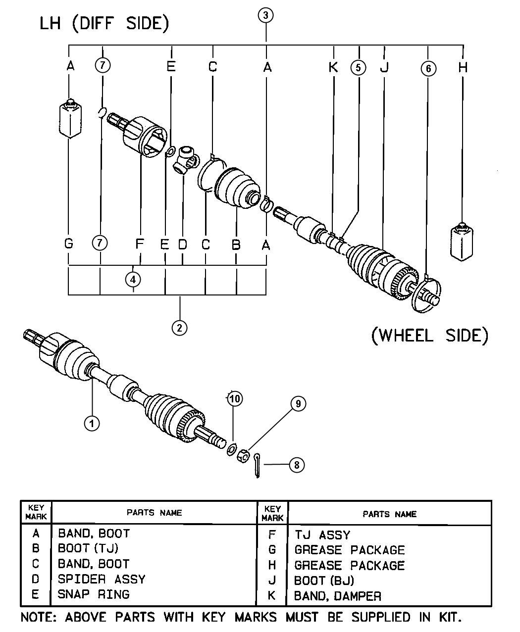 Front Axle Drive Shaft - (Left). Diagram