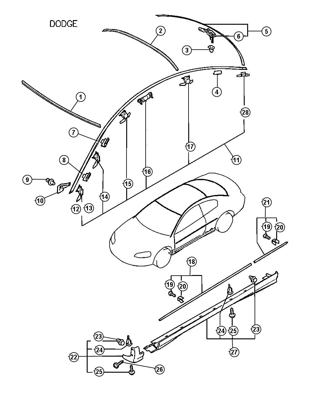 Diagram Moldings - Dodge. for your Dodge