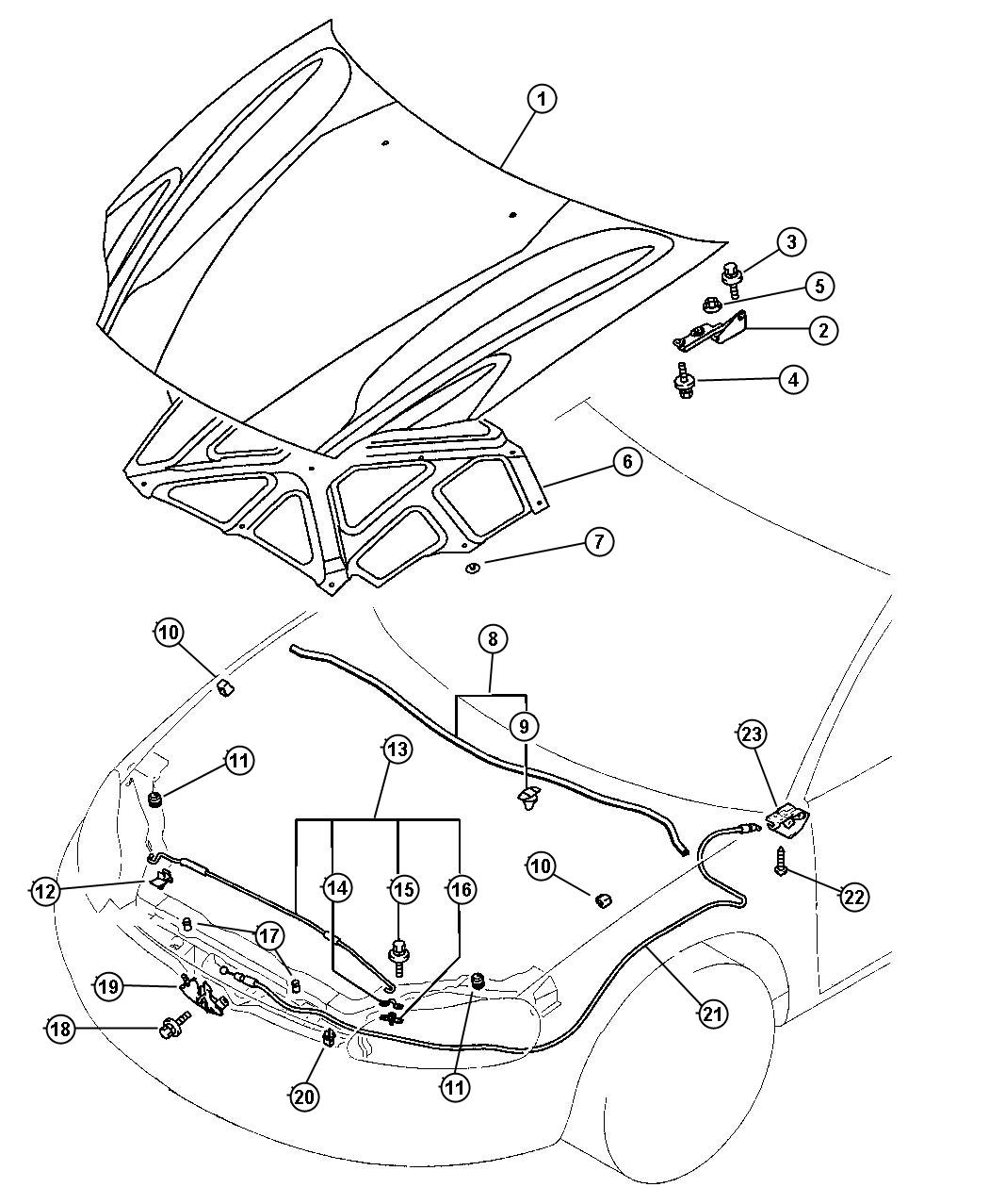 Diagram Hood And Hood Release. for your Chrysler 300  M