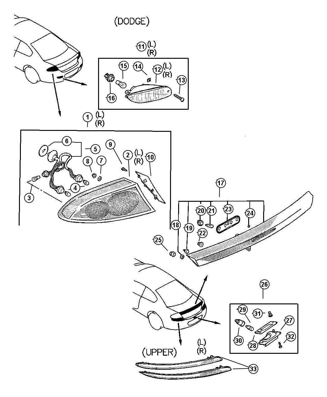 Lamps - Rear Dodge. Diagram