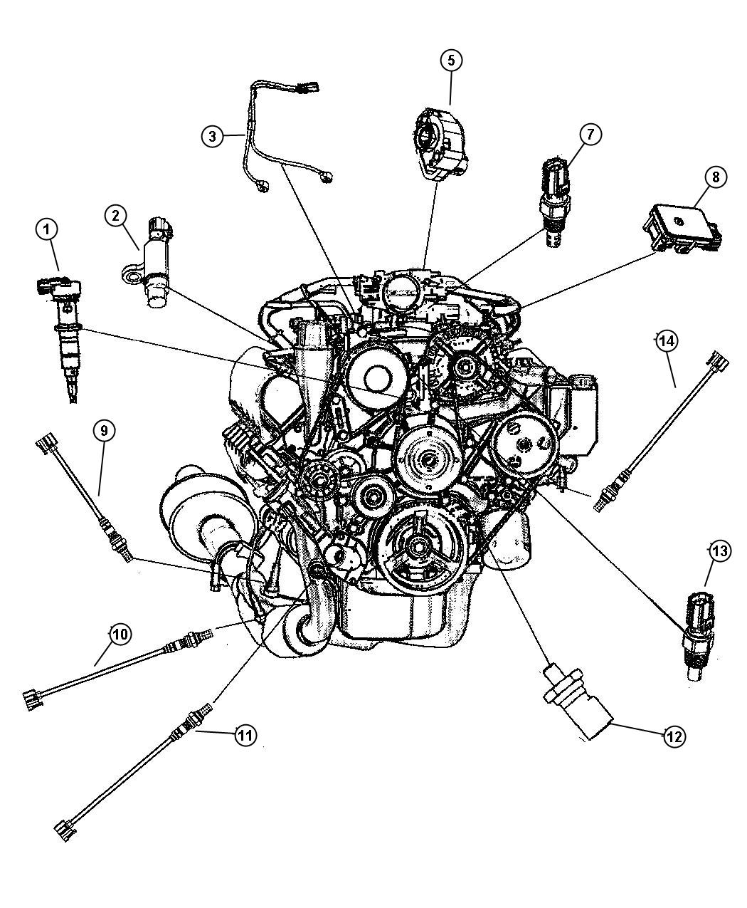 Diagram Sensors, Engine (4.7L) [Engines - All 4.7L Gas]. for your Jeep