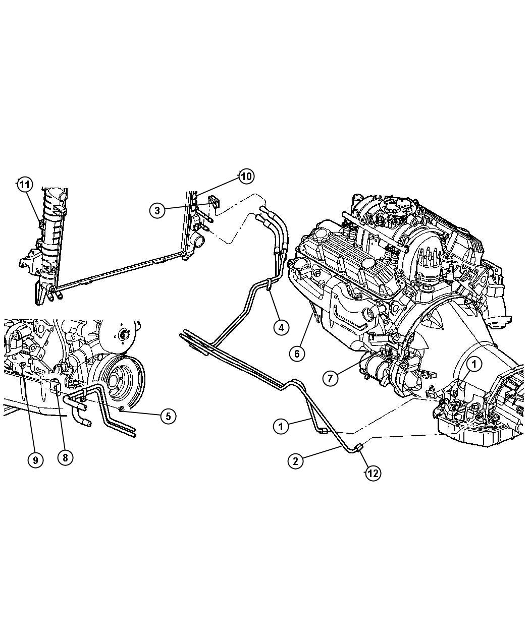 Diagram Oil Cooler And Lines 5.9L Engine. for your 2008 Dodge NITRO   