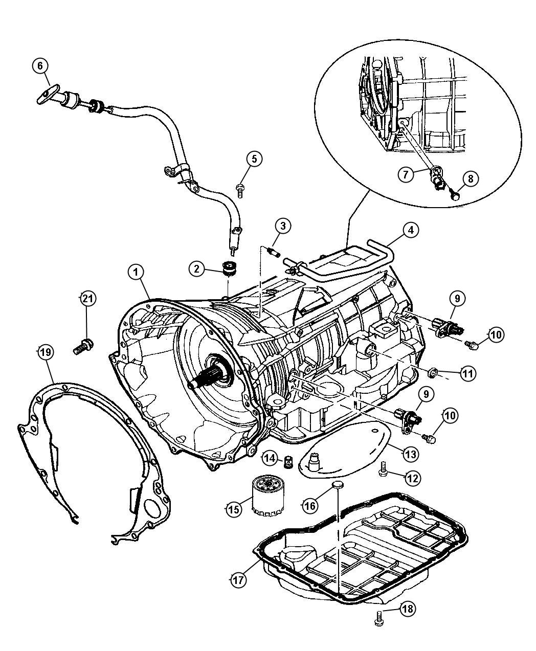 Diagram Case and Related Parts [45RFE] [MULTI-SPEED AUTO 45RFE TRANSMISSION]. for your Dodge Ram 1500  