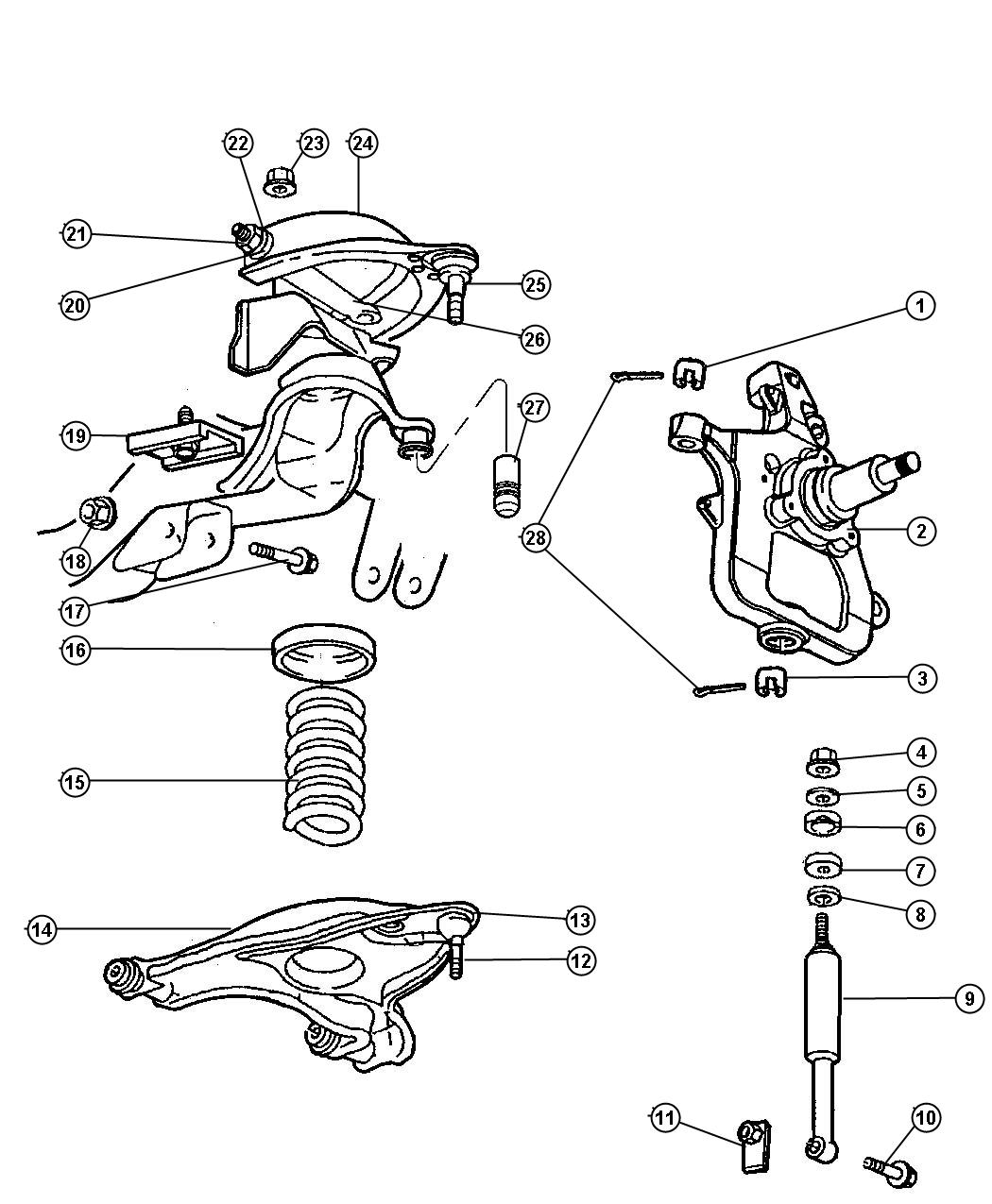 Upper and Lower Control Arms,Springs and Shocks,BE 2,3. Diagram