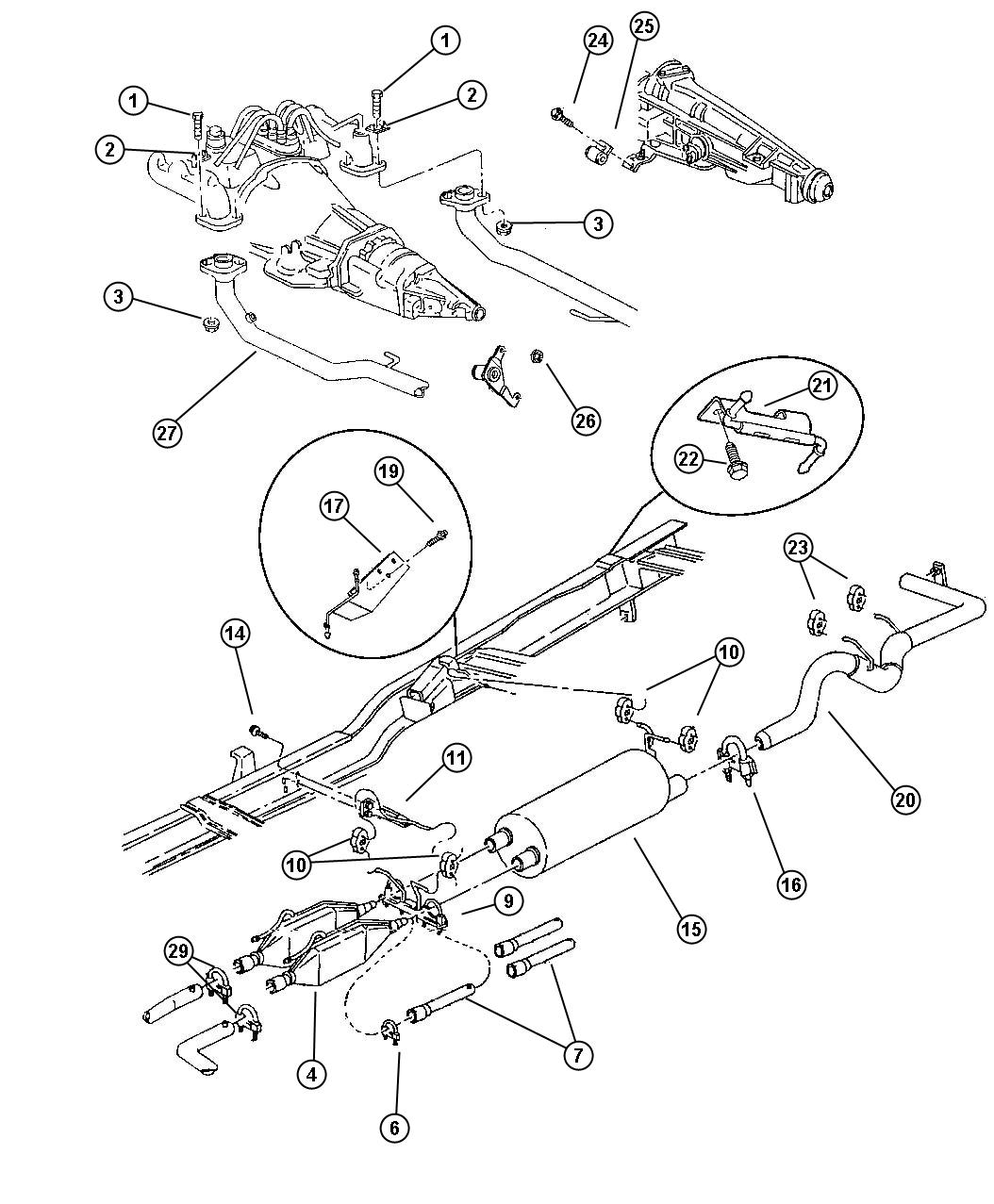 Diagram Exhaust System, 5.9L (EMM), 8.0L (EWA). for your 2005 Dodge Ram 3500   