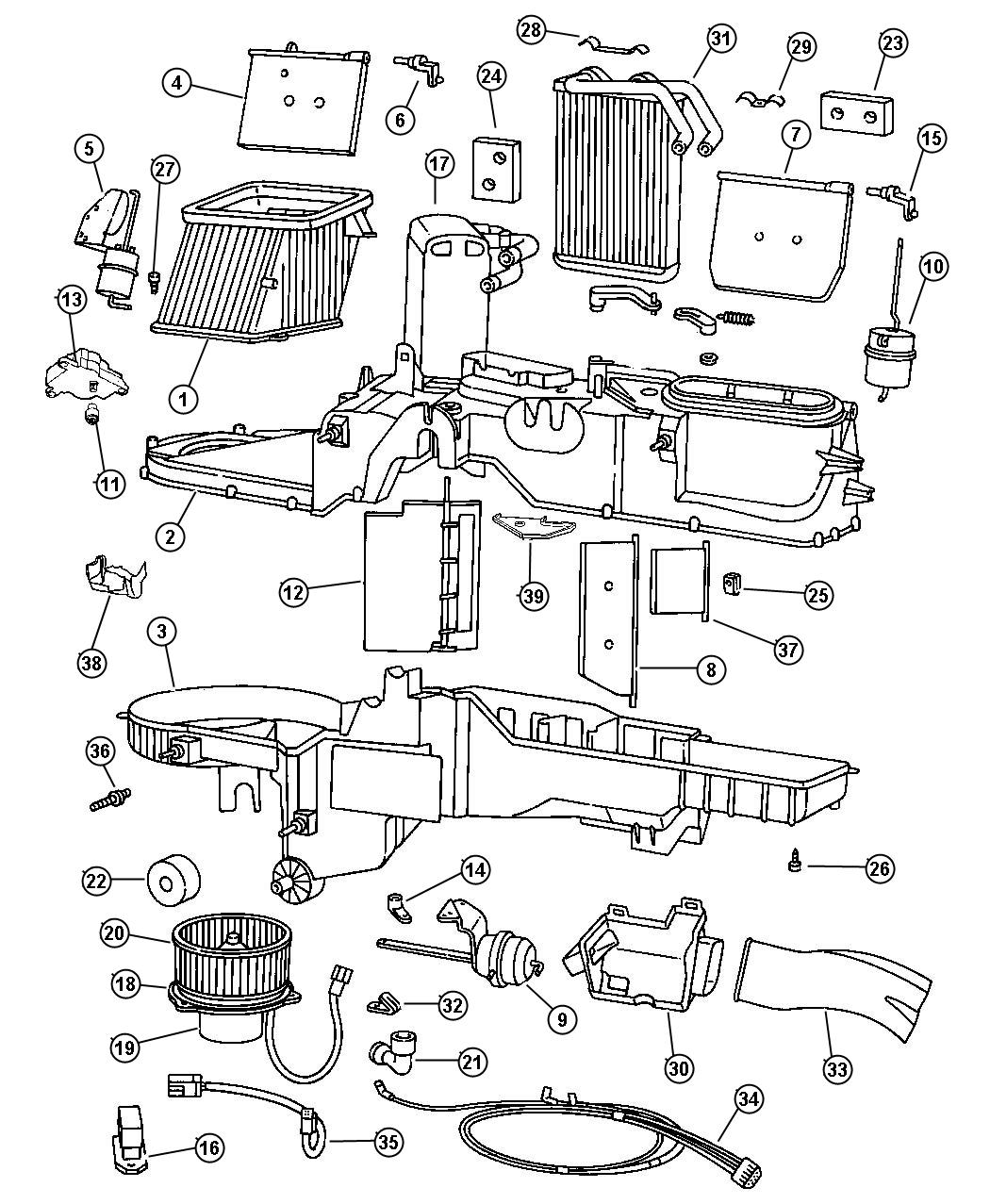 Diagram Air Conditioner And Heater Unit. for your 1999 Dodge Ram 2500