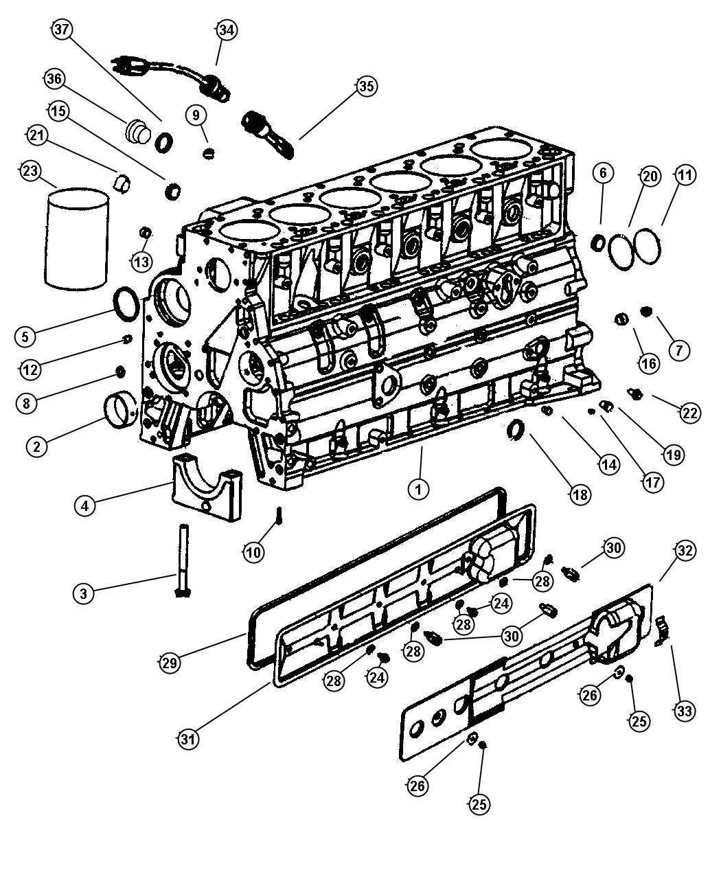 Diagram Cylinder Block, 5.9L Diesel (ETC,ETH). for your 2007 Dodge NITRO   