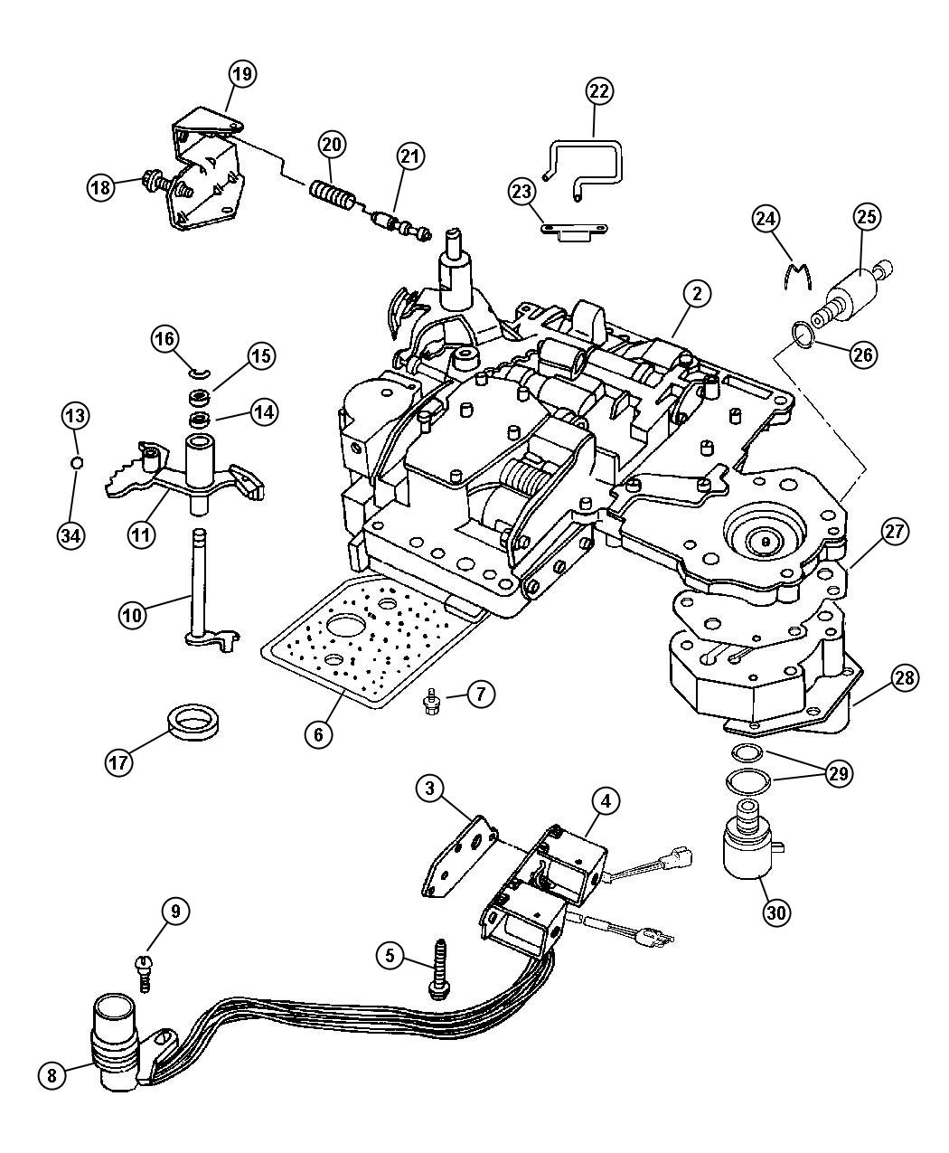 Diagram Valve Body - 47RE (DGP). for your Dodge Ram 2500  