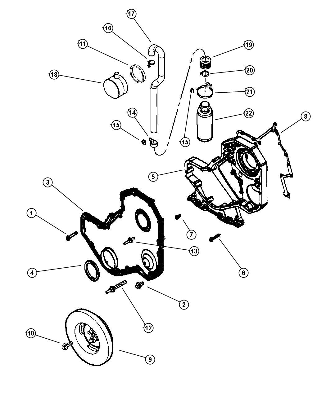 Diagram Timing Gear and Cover, 5.9L Diesel [[Engine- 5.9L Cummins 24V Diesel,5.9L I6 HO CUMMINS TD ENGINE]]. for your 2002 Dodge Ram 2500 5.9L CUMMINS 24V DIESEL A/T REG CAB 8 FT BOX 