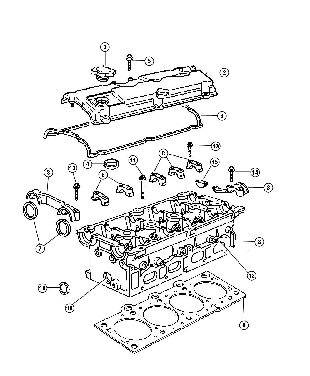 Diagram Head, Cylinder [Engine - 2.4L 4 Cyl DOHC 16V SMPI]. for your 2003 Chrysler 300 M  