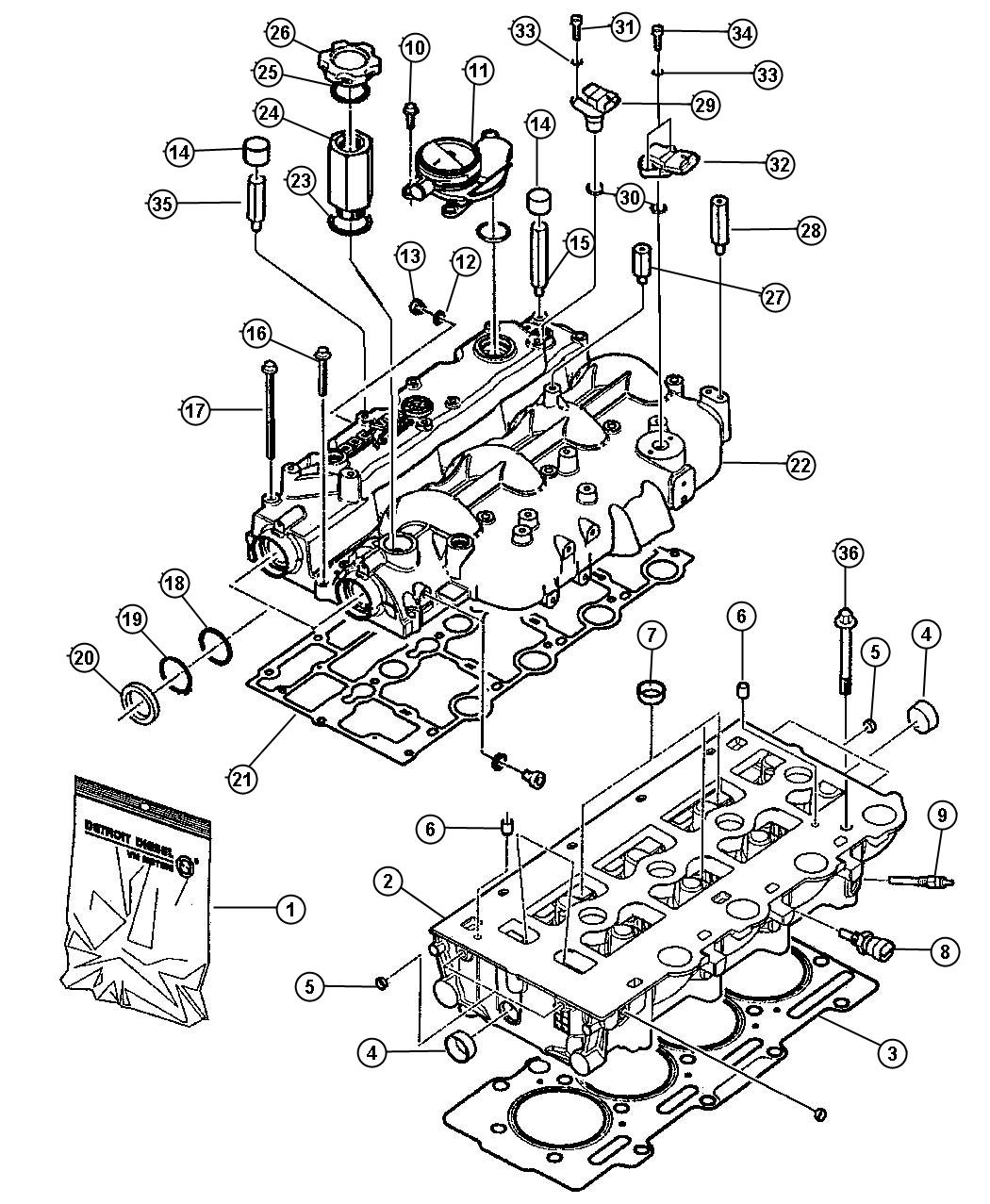 Diagram Cylinder Head and Valve Cover [2.5L I4 16V TURBO DIESEL ENGINE]. for your 2012 Chrysler 200   