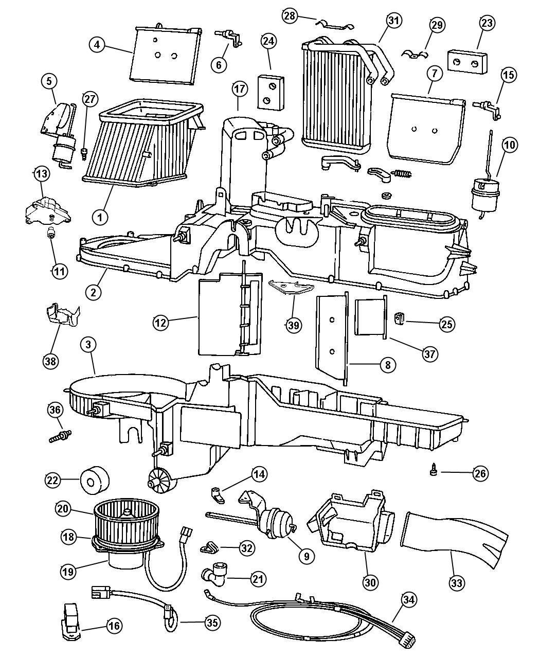 Diagram Air Conditioner And Heater Unit. for your 1999 Dodge Ram 2500   