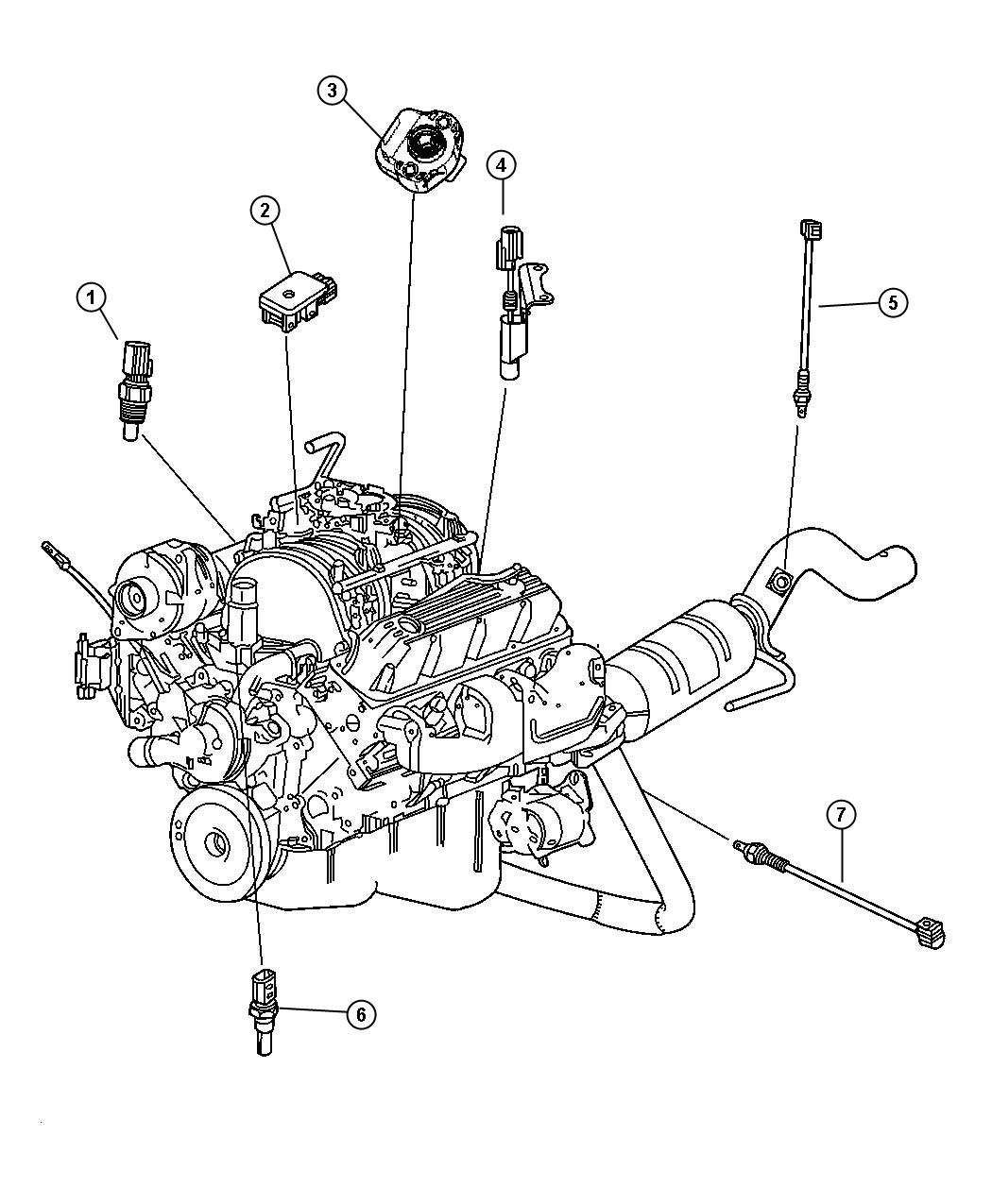 Diagram Sensors - 5.9L Gas Engine. for your Dodge Ram 2500  