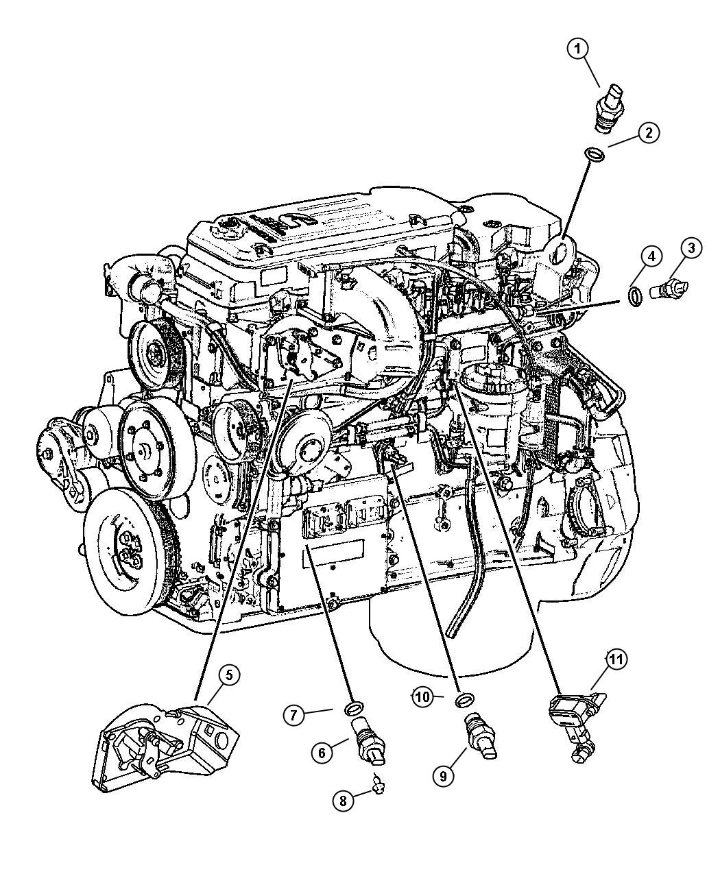 Diagram Sensors - 5.9L Diesel Engine. for your 2010 Ram 2500   