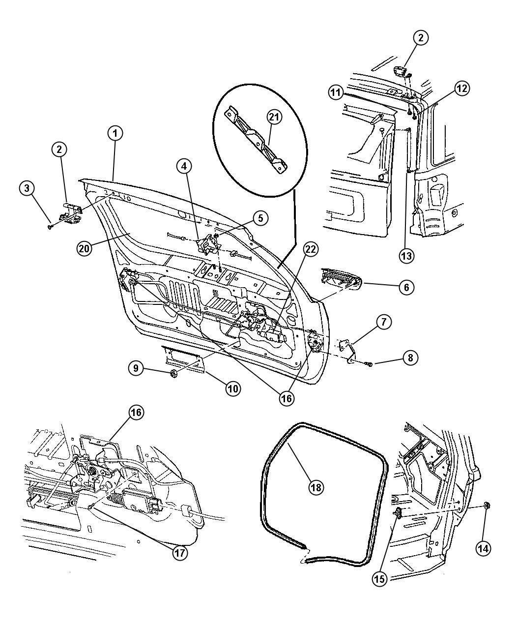 Diagram Liftgate,Latch and Hinges. for your Jeep