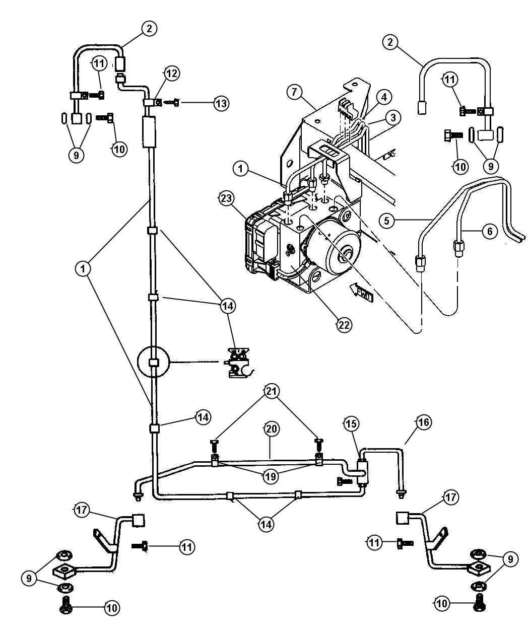 Diagram Lines And Hoses, Brake. for your Dodge Dakota  