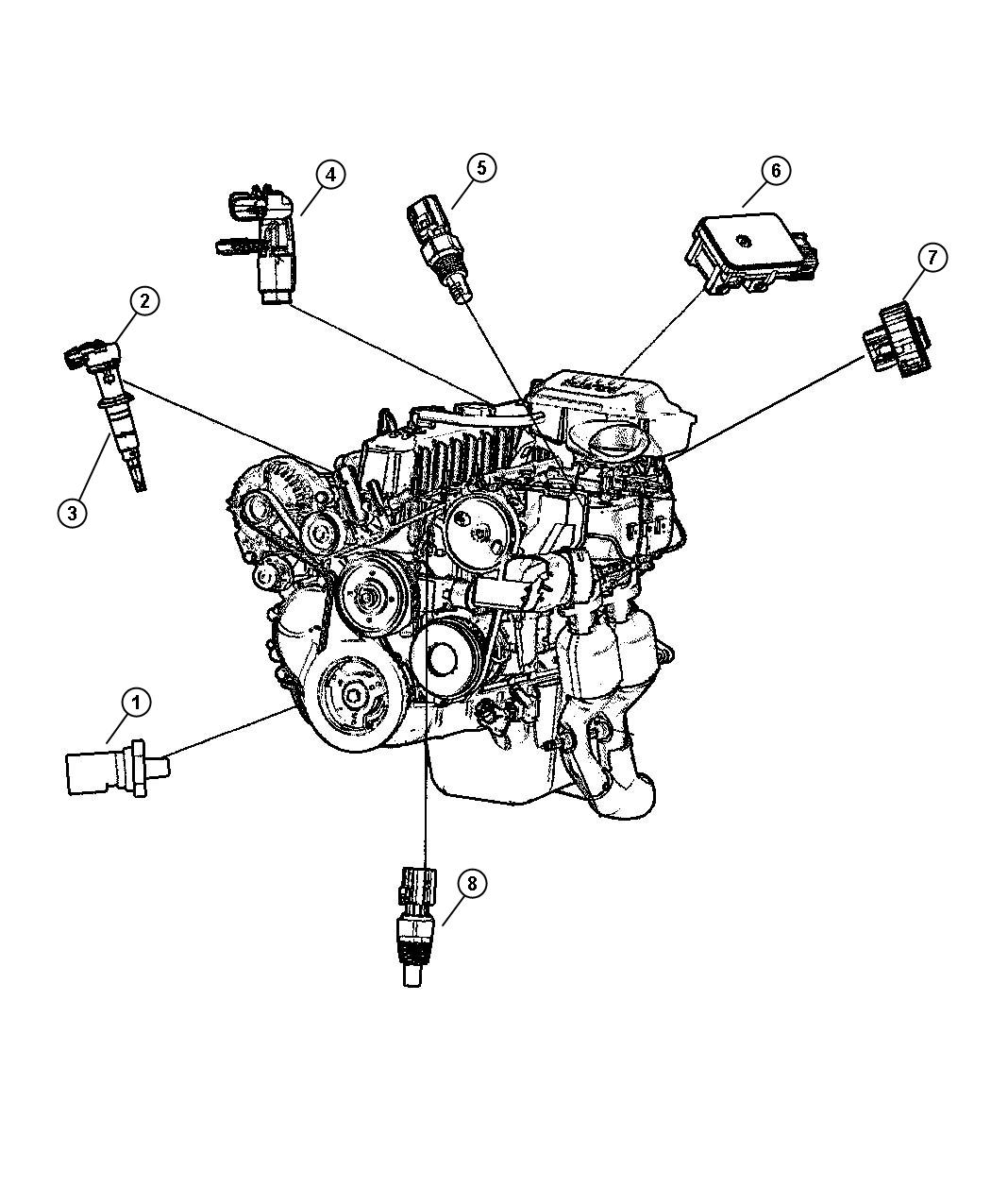 Diagram Sensors 4.0L Engine. for your Jeep