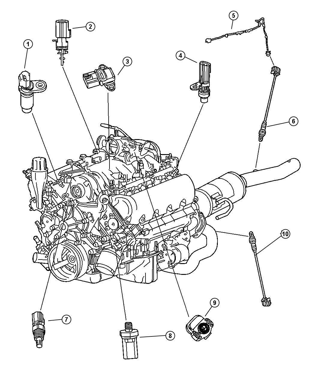 Diagram Sensors Engine 4.7L. for your 2001 Chrysler 300  M 