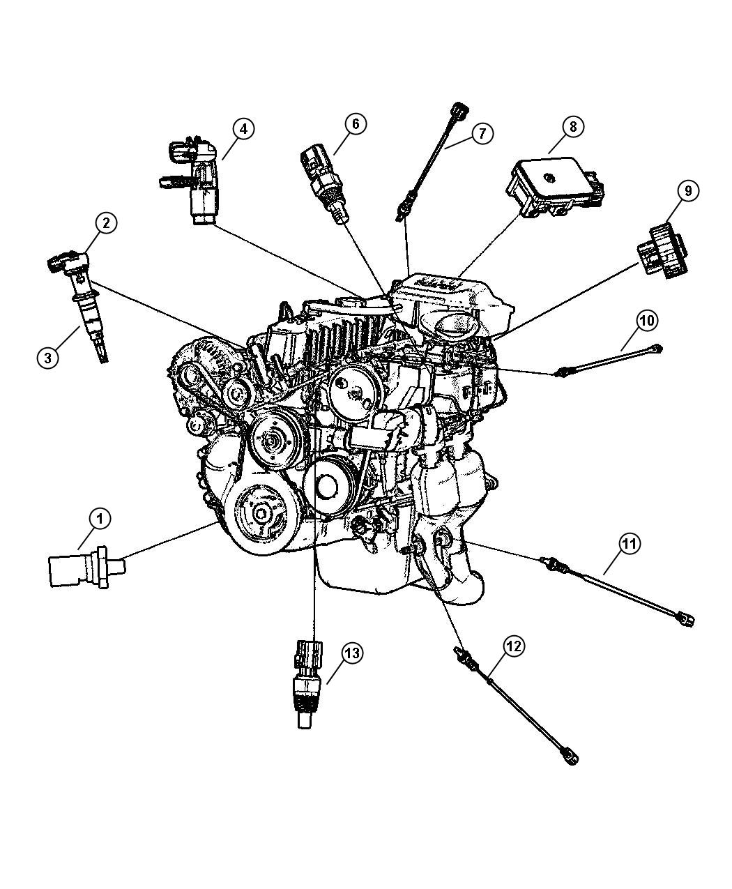 Diagram Sensors Engine 4.0L. for your Jeep Cherokee  