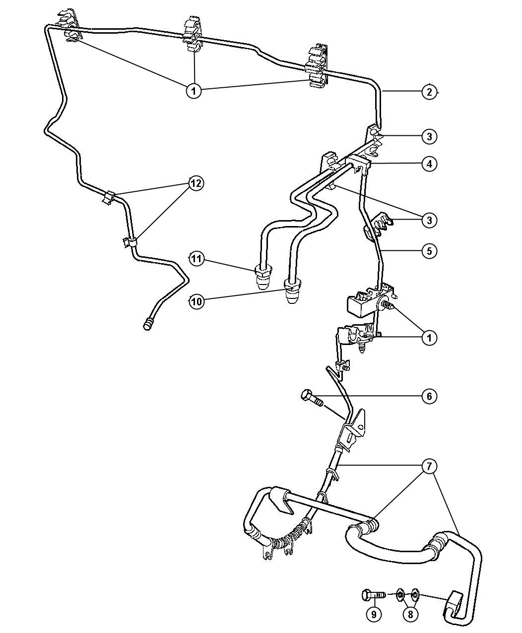 Diagram Brake Lines and Hoses,Front. for your Jeep Grand Cherokee  