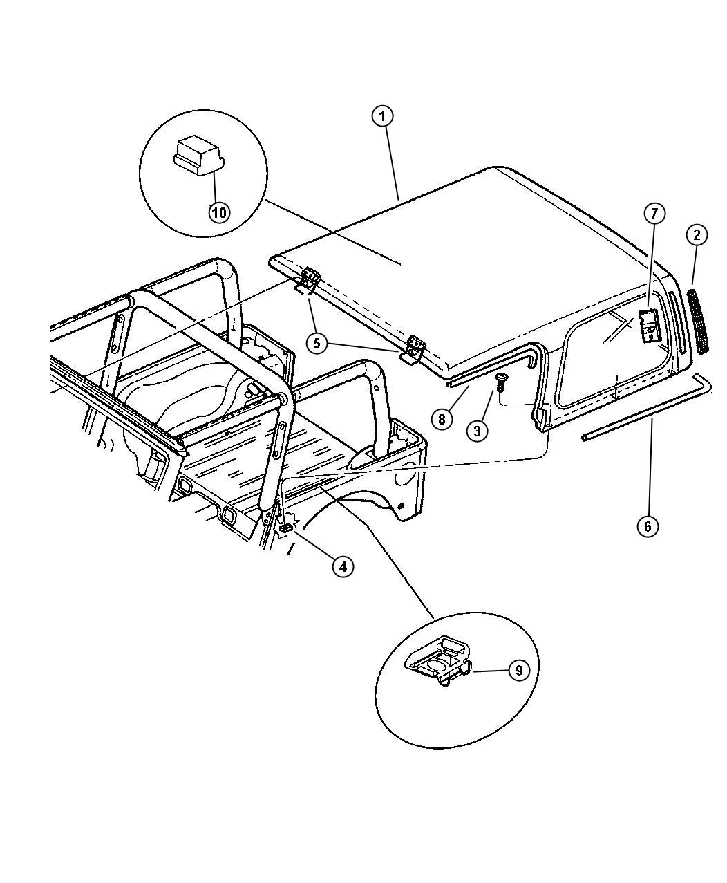 Diagram Top Enclosure, Hard. for your Jeep Wrangler  