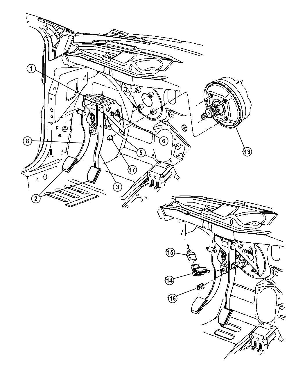 Diagram Clutch and Brake Pedal. for your 1997 Dodge Avenger   