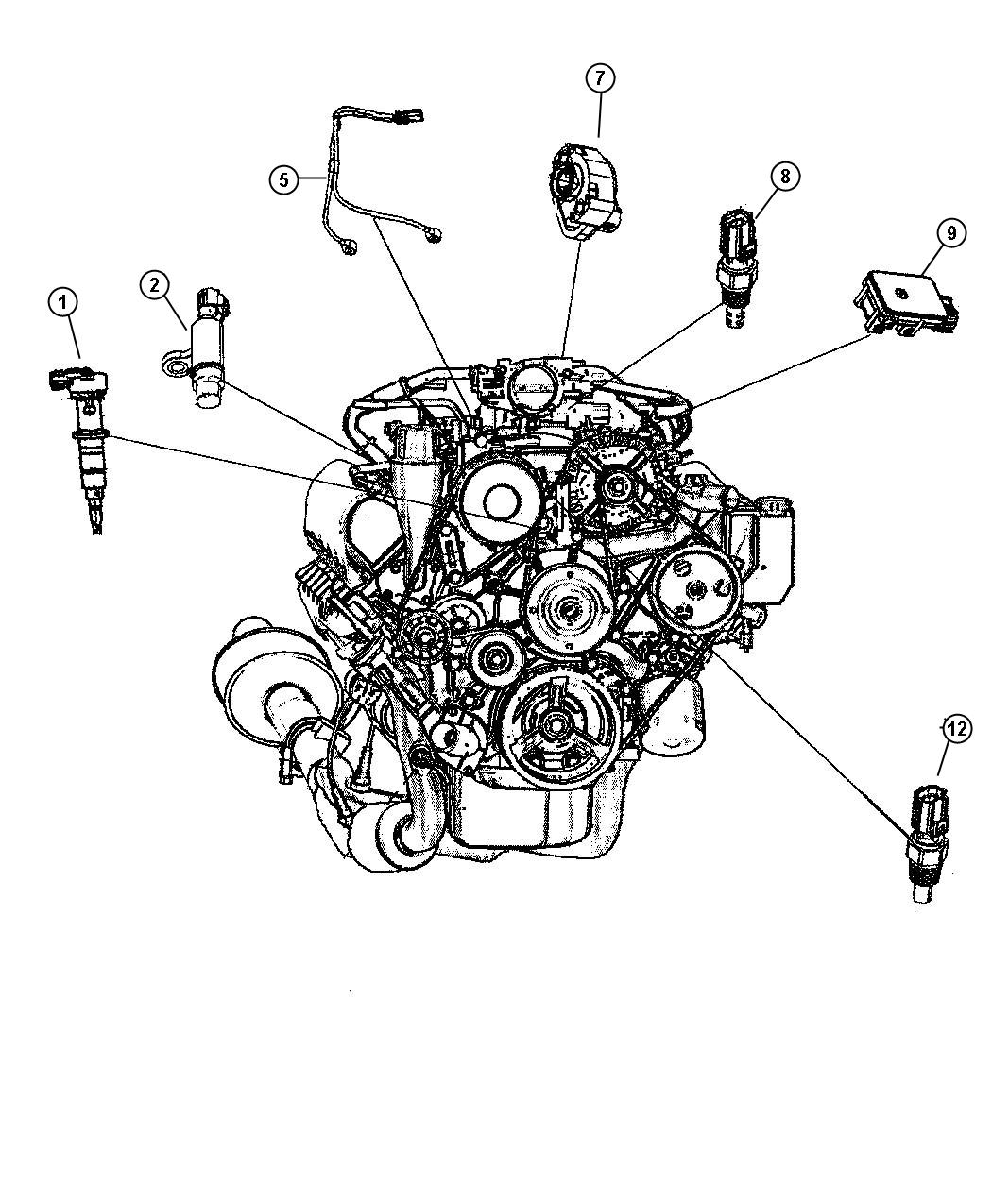 Diagram Sensors, Engine. for your 2010 Ram 2500   