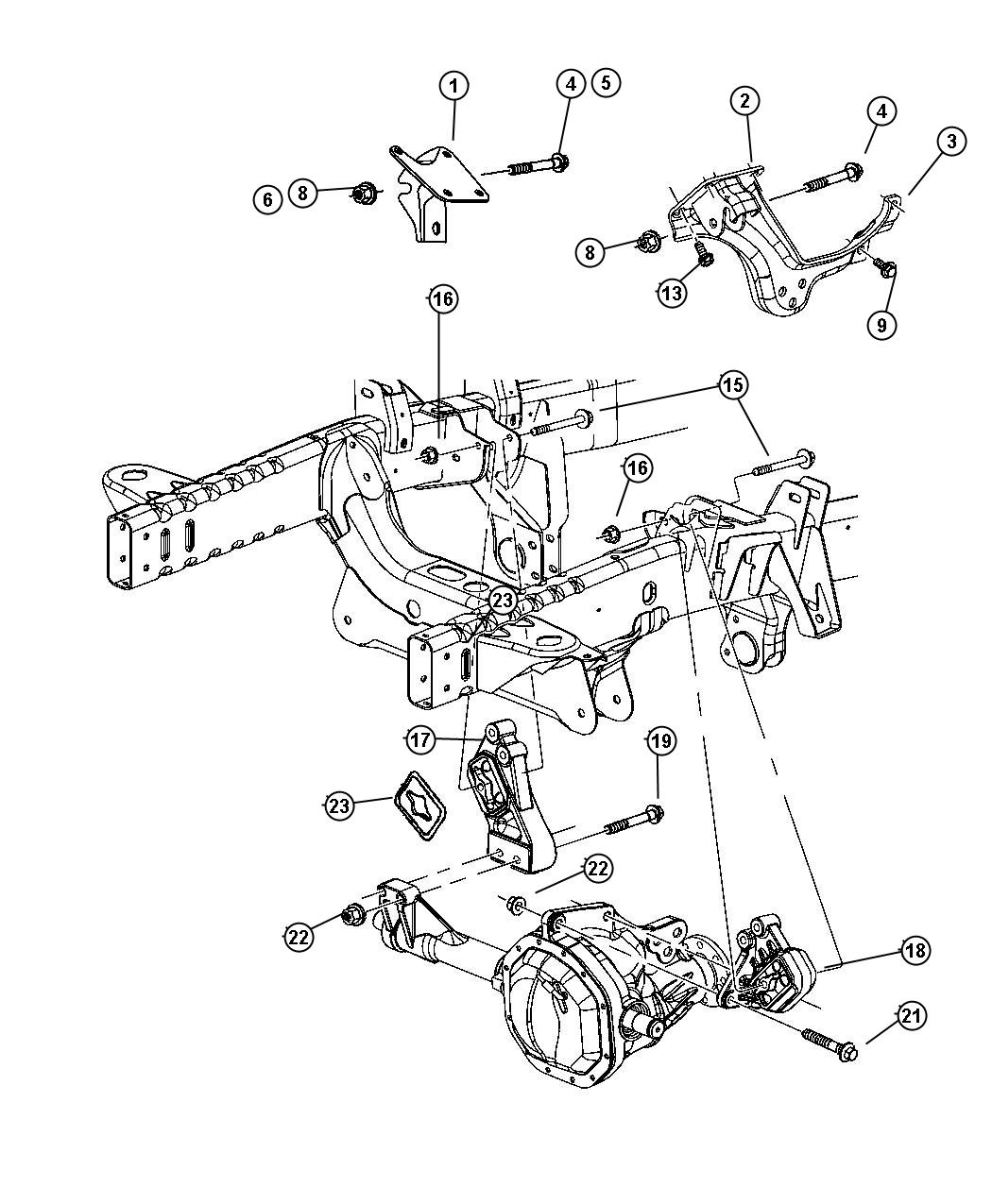 Engine Mountin Front,2WD, 4WD,4.7L[[ Engine- 4.7L V8 MPI]], 5.7L [Engines - All 5.7L 8Cyl Gas], 5.9L [Engine - 5.9L V8 MPI] 8.0 [ALL 8.0L V10 ENGINES],5.9L Diesel [Engines - All 5.9L Turbo Diesels]. Diagram