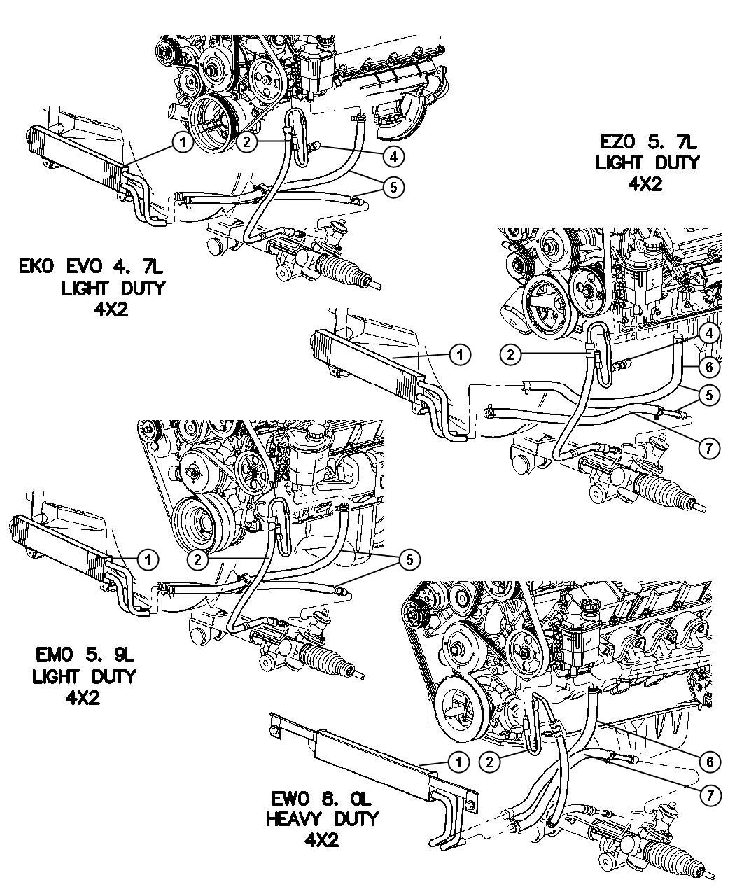 Hoses,Power Steering,2 Wheel Drive Without Hydrobooster. Diagram