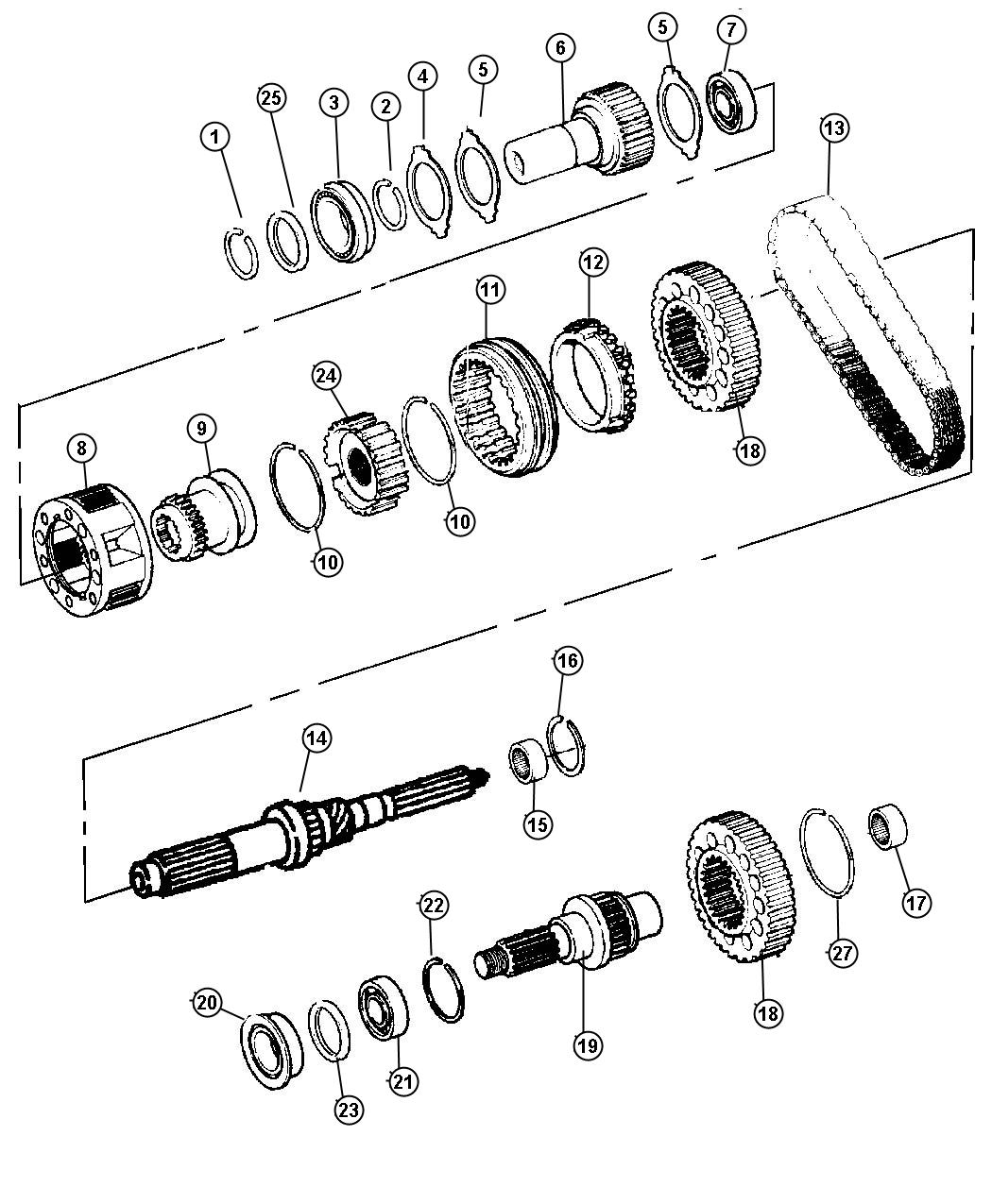 Diagram Gear Train (DHE) Manual Shift on the Fly. for your Dodge Ram 1500  