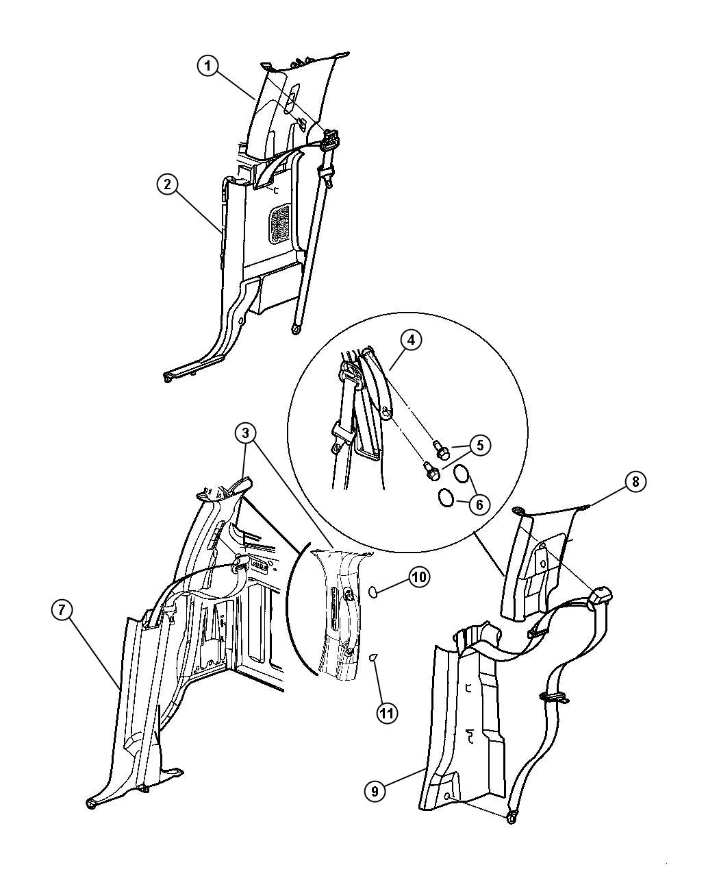 Diagram Quarter Trim Panel. for your Dodge