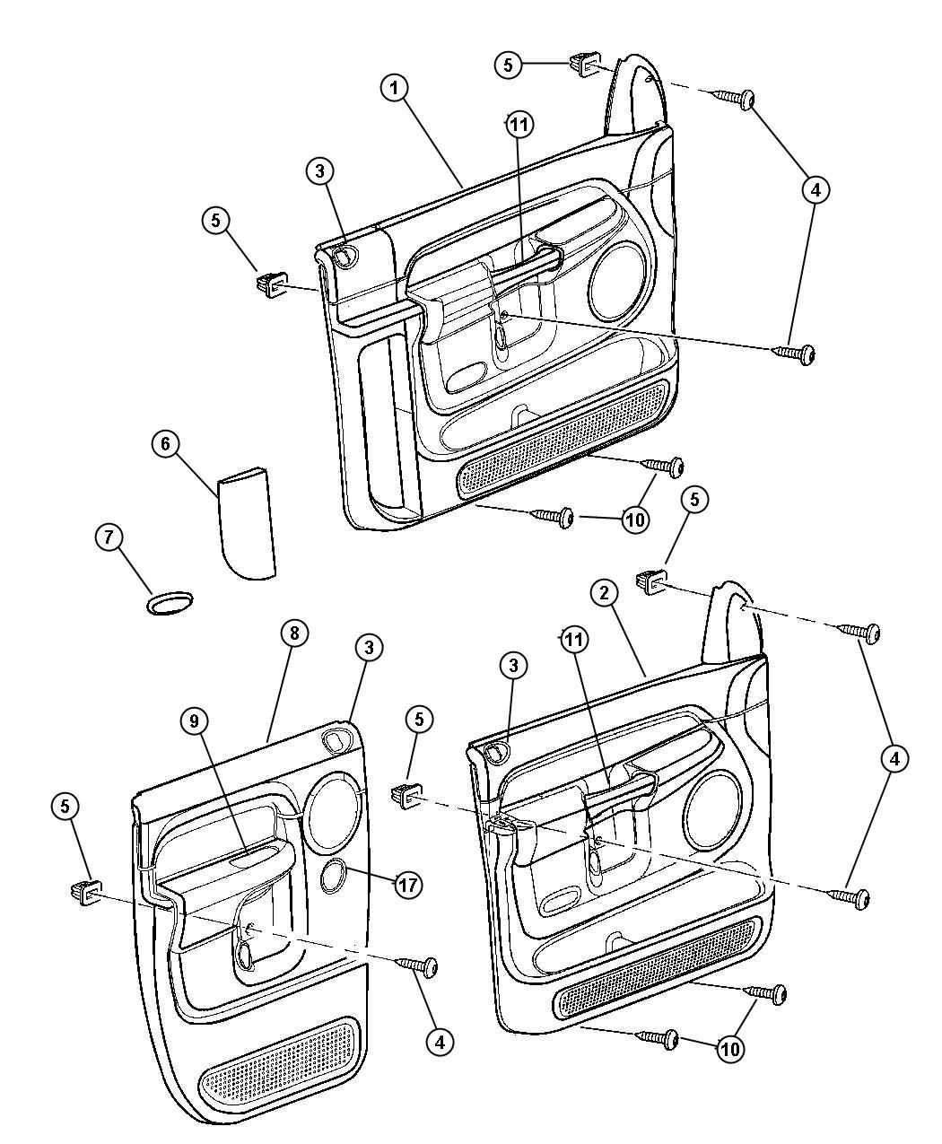 Diagram Door Trim Panels. for your Dodge