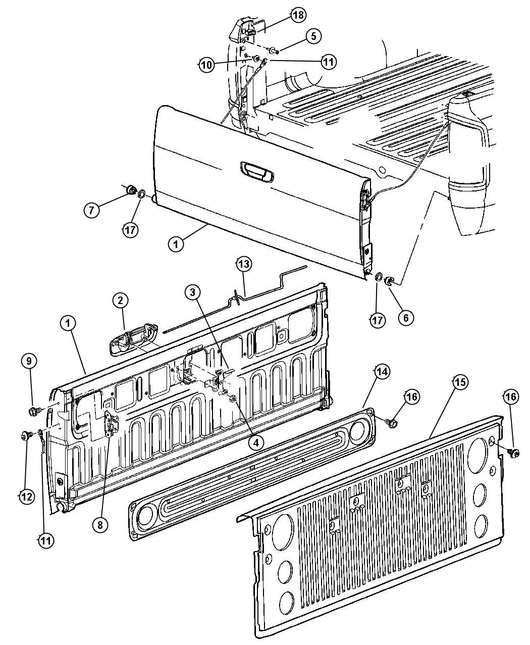 Diagram Tailgate. for your 2010 Dodge Ram 1500   